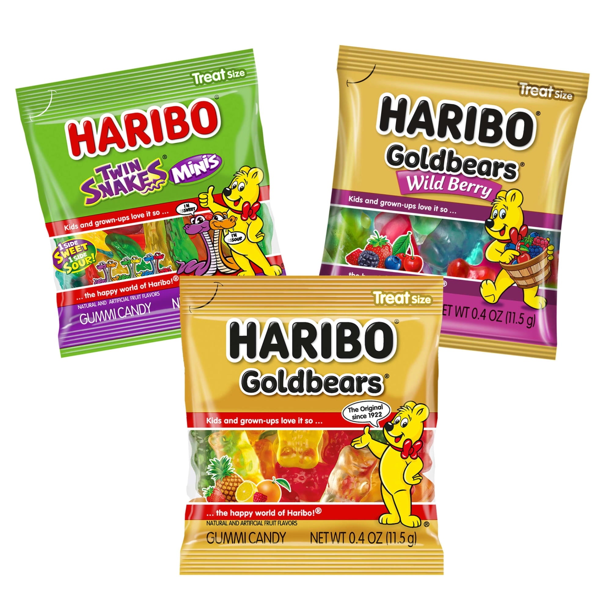 HARIBO Trick or Treat Trio Halloween Gummy Candy Mini Pouches, 45ct