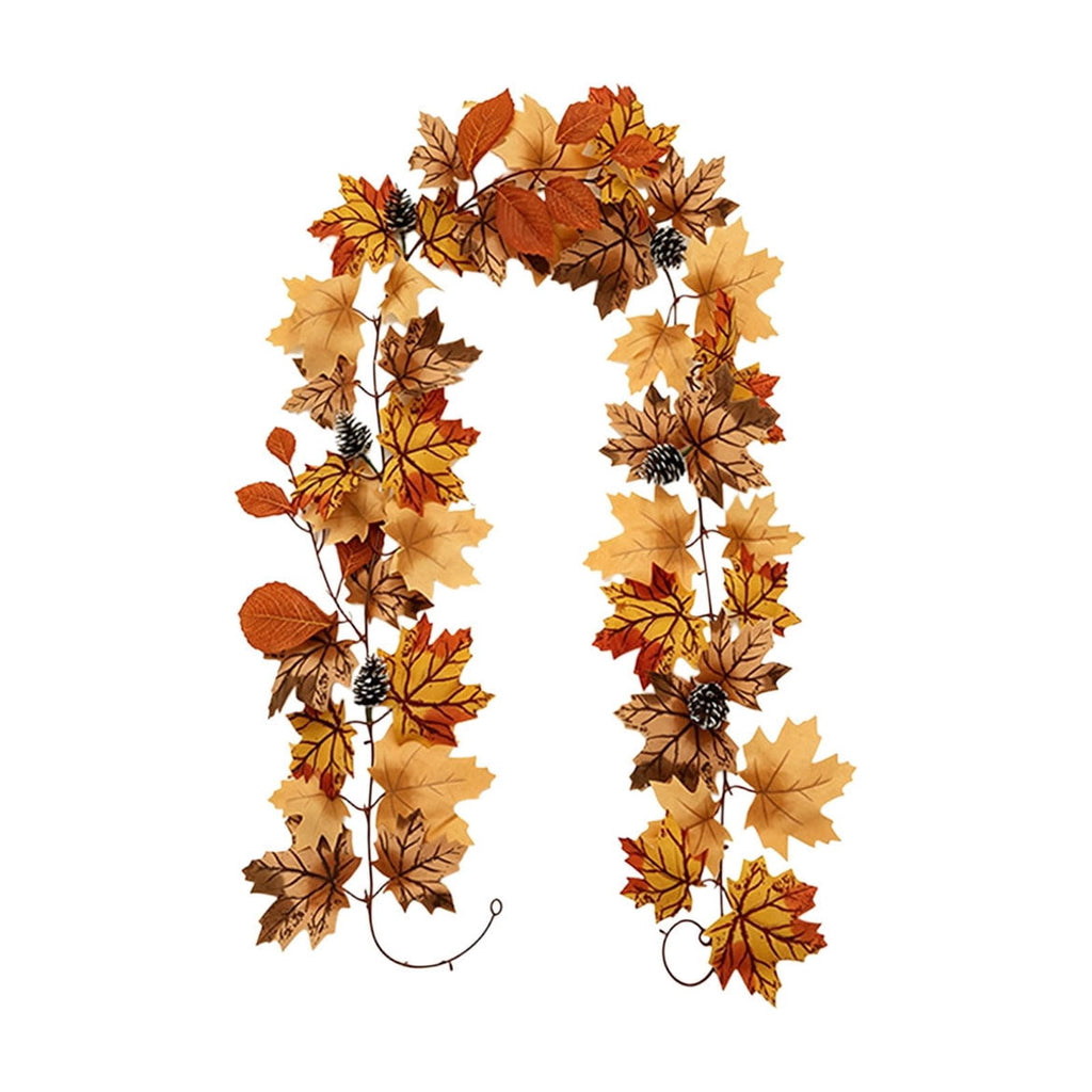 WKSCLPAI Halloween Maple Leaf Garland, Fall Vine Wreaths for Autumn Festivities Decor,Seasonal Garlands for Home,Halloween & Fall Decorations
