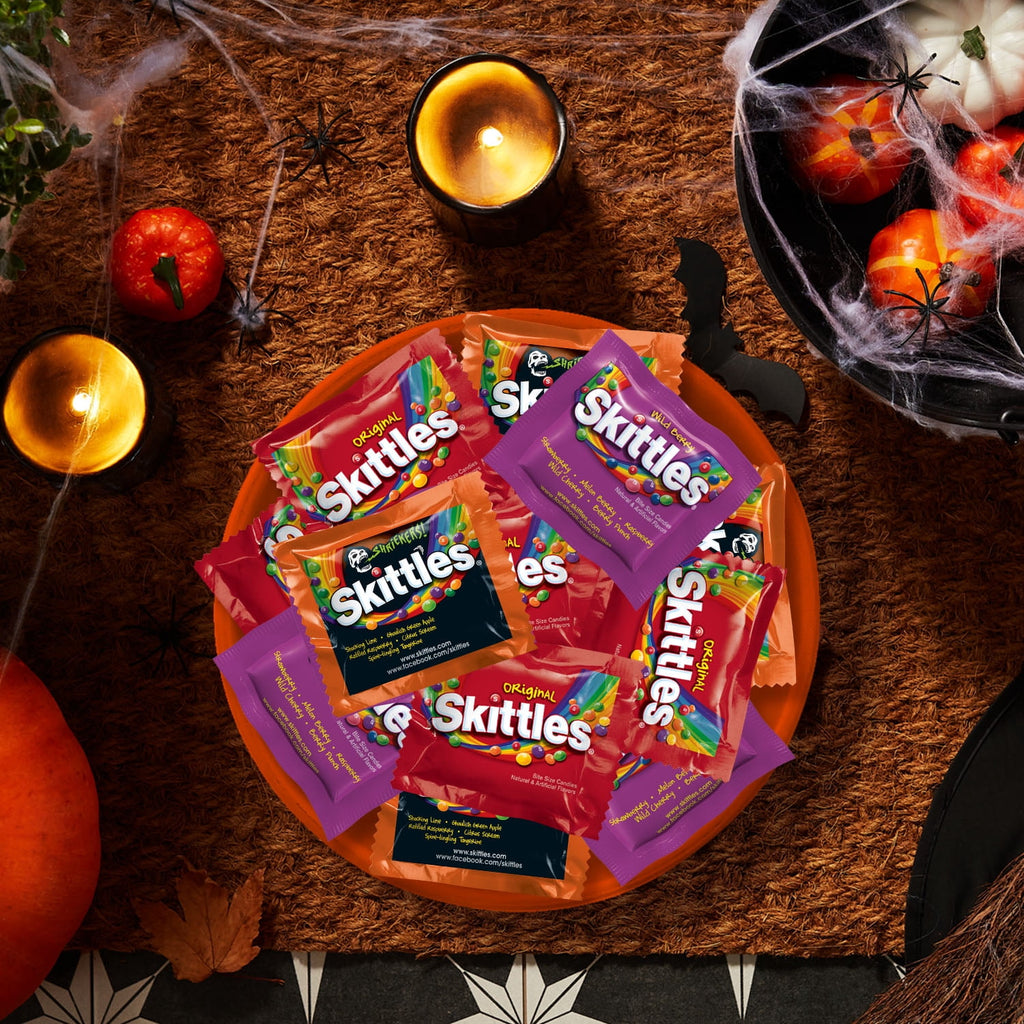 Skittles Original, Wild Berry & Shriekers Fun Size Chewy Halloween Candy, 20 Count Bulk Bag