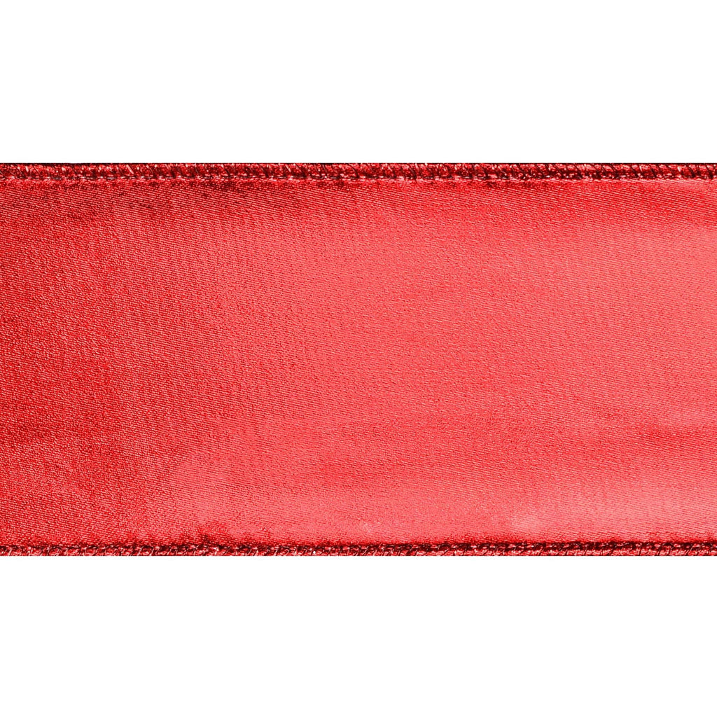 Gwen Studios 2.5" Red Lamé Wire Edge Ribbon, 3 Yards