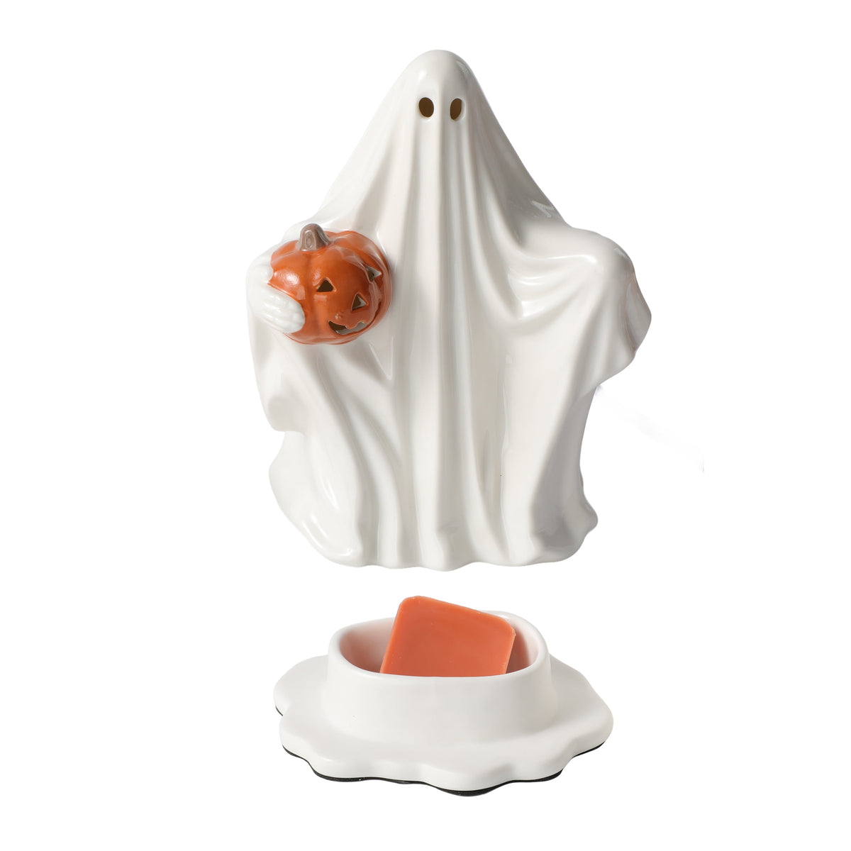 Better Homes & Gardens Halloween Ceramic Electric Plug-in Wax Melt Warmer with Farm Apple Pumpkin Wax Melts, Spooky Ghost