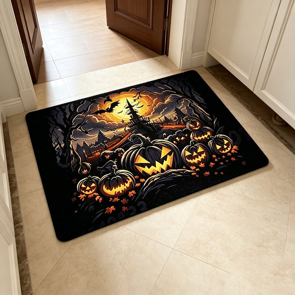 OutmaxHome Halloween Theme Cute Ghost Print Doormat, 15.8x23.6 Inch Non-Slip Absorbent Mat, Easy to Clean, for Front Door, Porch, Farmhouse