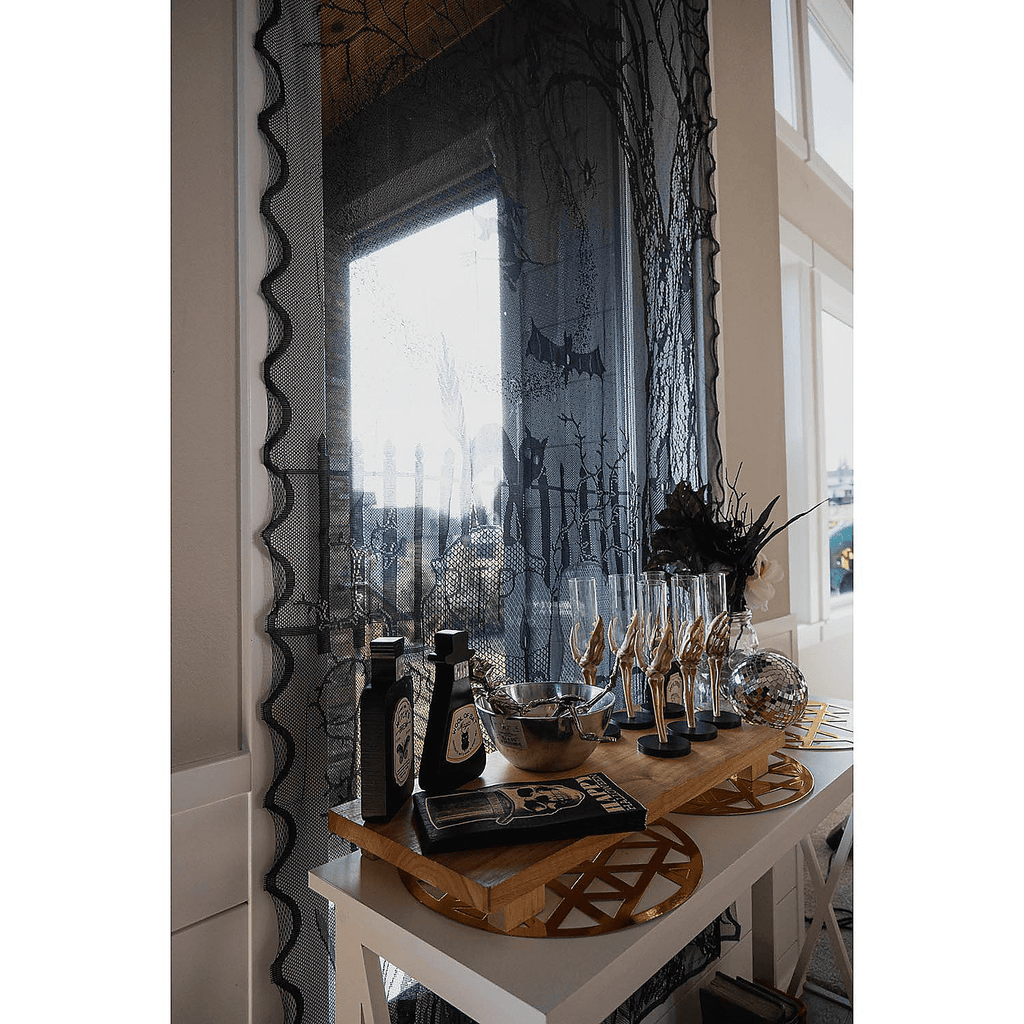 Spooky Lighted Lace Curtain Panel - Home Decor - 1 Piece
