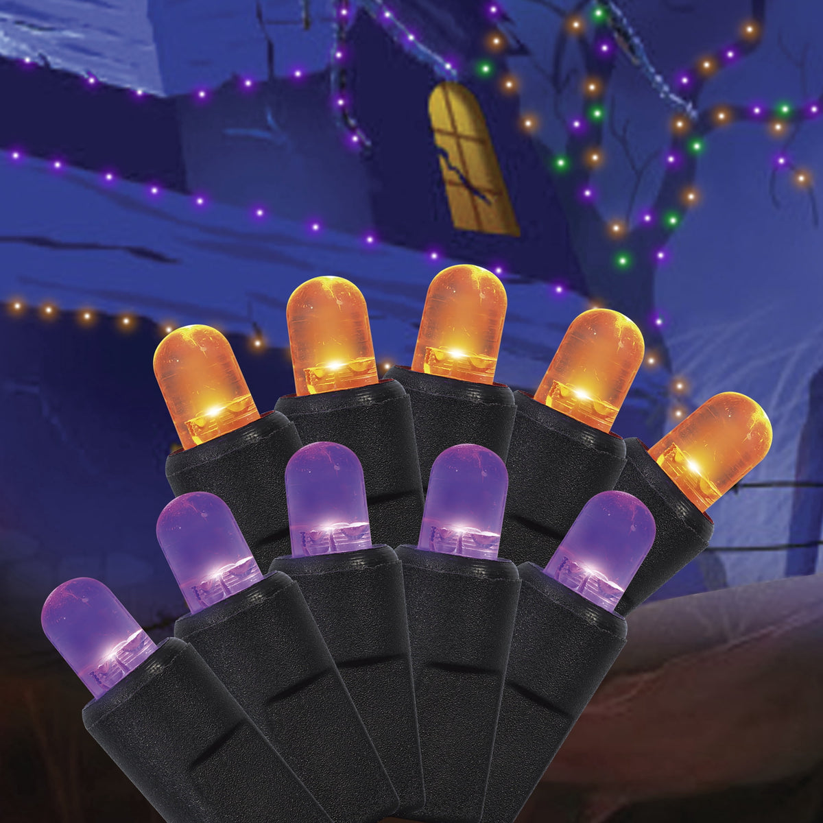 Indoor/Outdoor 100-Count LED Color Sync Dome String Lights, Purple and Orange, 19.5', Halloween by Way To Celebrate