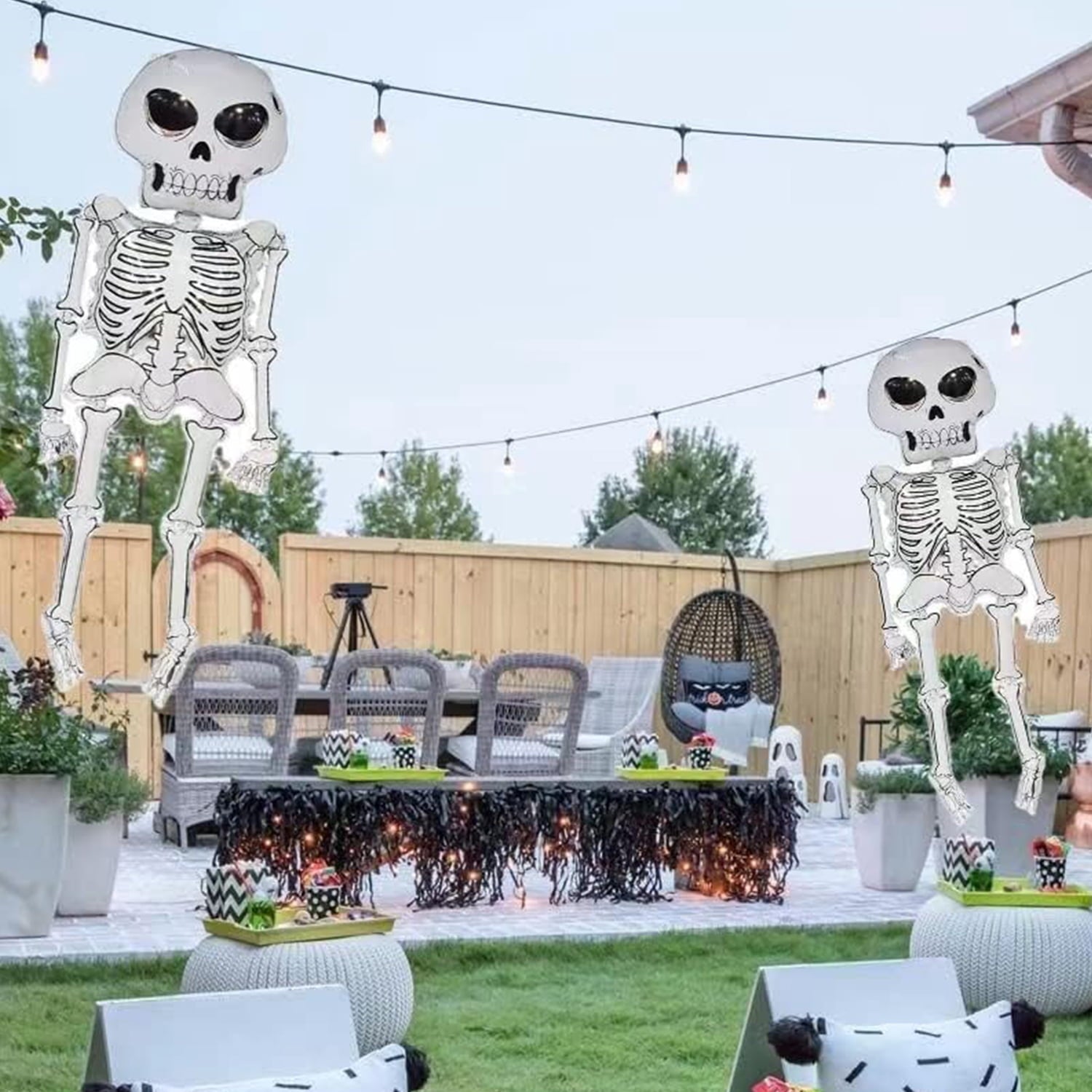 Pack of 2 Halloween Balloons, IC ICLOVER 61.8” Jumbo Skull Foil Balloons Skeleton Themed Party Decoration