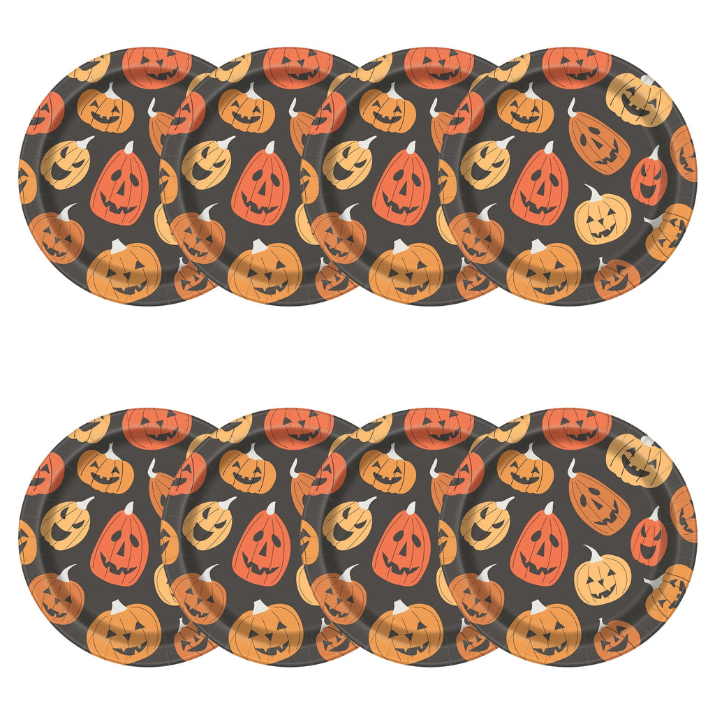 Jack-o'-Lantern Disposable Paper Plates, Multicolor, 8.5", 8 Count, Halloween by Way To Celebrate