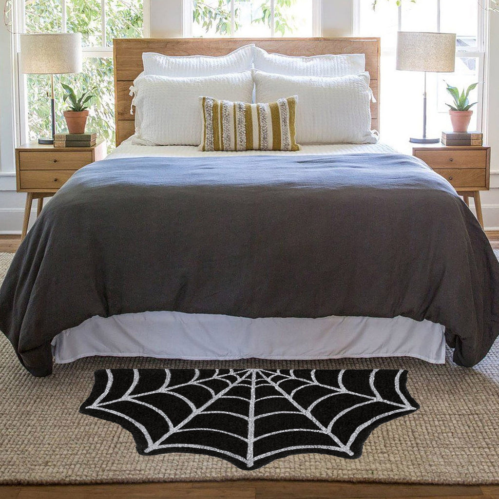 Halloween Doormat Spider Web Spooky Gothic Cute Fun Floor Mat Non Washable Welcome for Indoor Outdoor Entrance, Fall Thanksgiving Home Decor,23.6 Inch