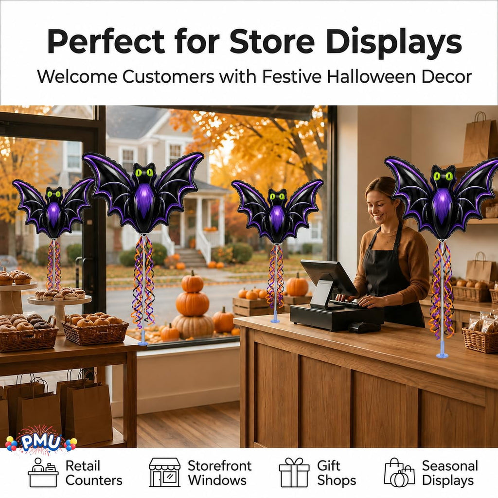 PMU Halloween Pre-Inflated Balloons "Whimsical Pumpkin" 9 Inch Air-Filled Pre-inflated with a Cup and a Stick (1/Pkg) Pkg/1