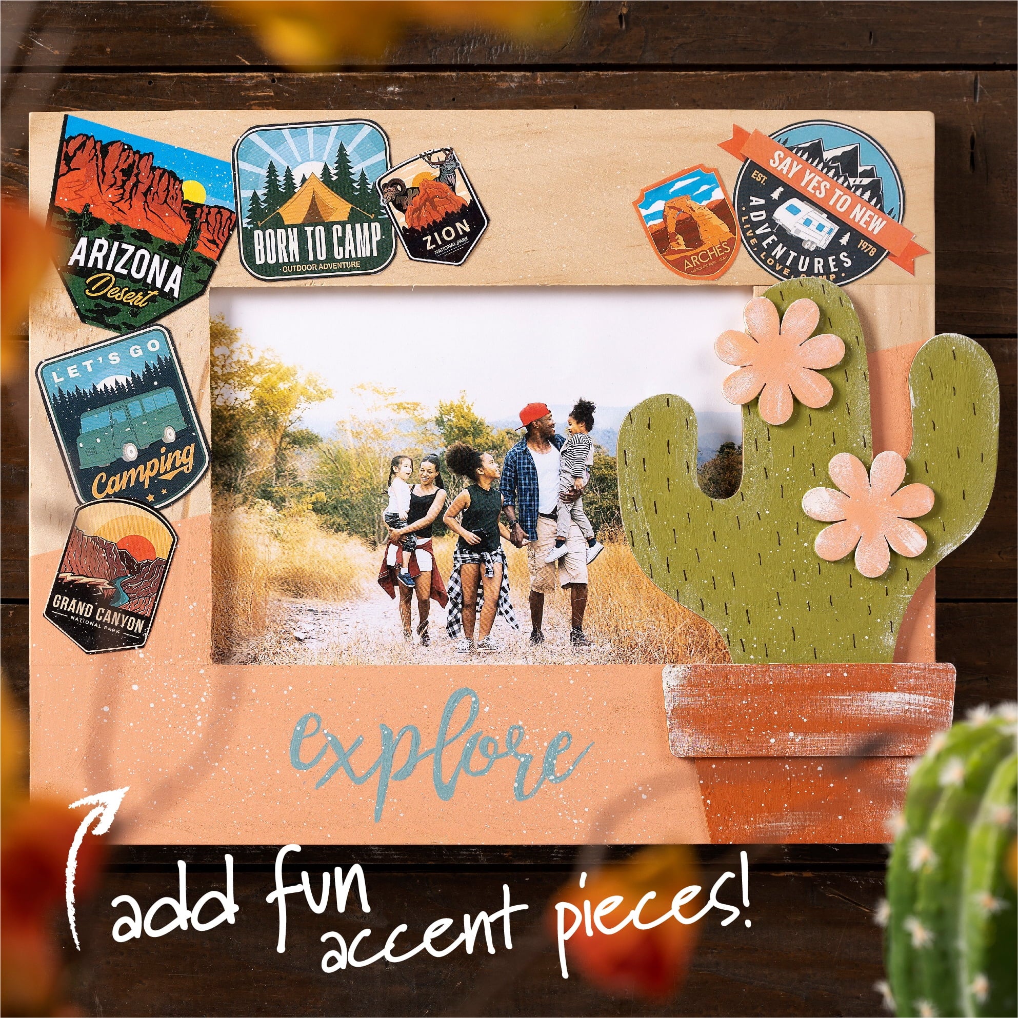(2 pack) Plaid Surfaces Layered Wood Shape, Cactus