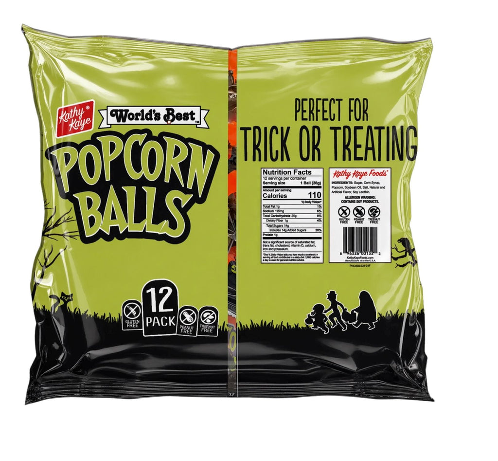 Kathy Kaye's Halloween Sweet & Salty Popcorn Balls, 12 Count. Gluten Free, Peanut and Tree-Nut Free