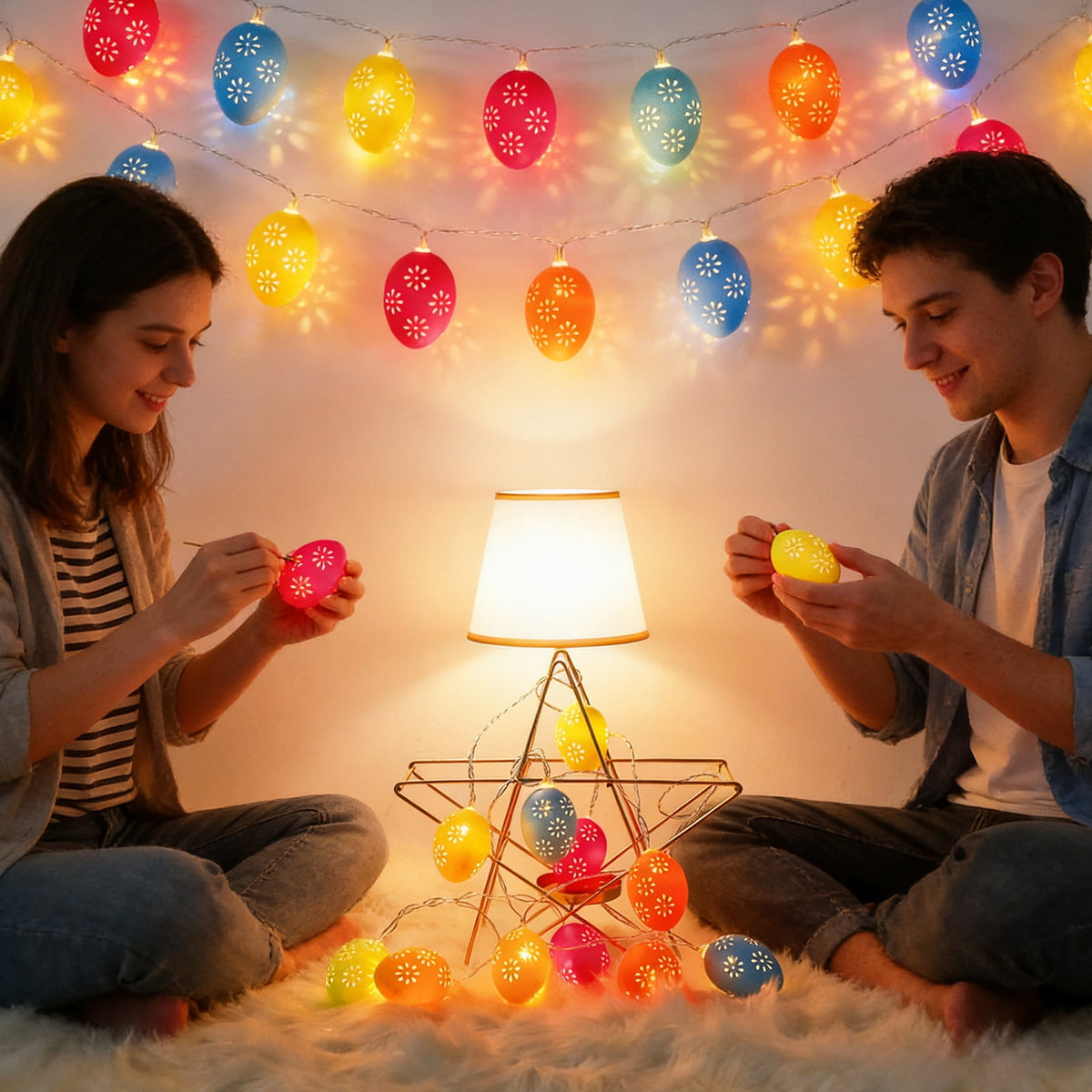 Gqtwoy Easter Egg String Lights, Multicolor Festive Mood Lights, Decorative LED Night Light, Portable Holiday Decorations, Perfect for Parties and Celebrations