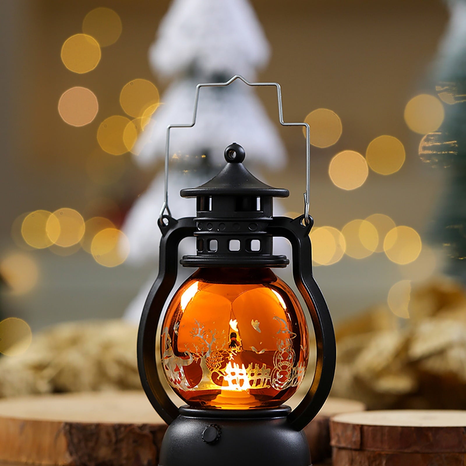 Halloween Oil Lamp Outdoor Lights, Flickering Flame Solar Lanterns Lights Outdoor Waterproof, Hanging Lantern Decorative, Solar Powered Lanterns for Yard Patio Path Tree Garden Decor