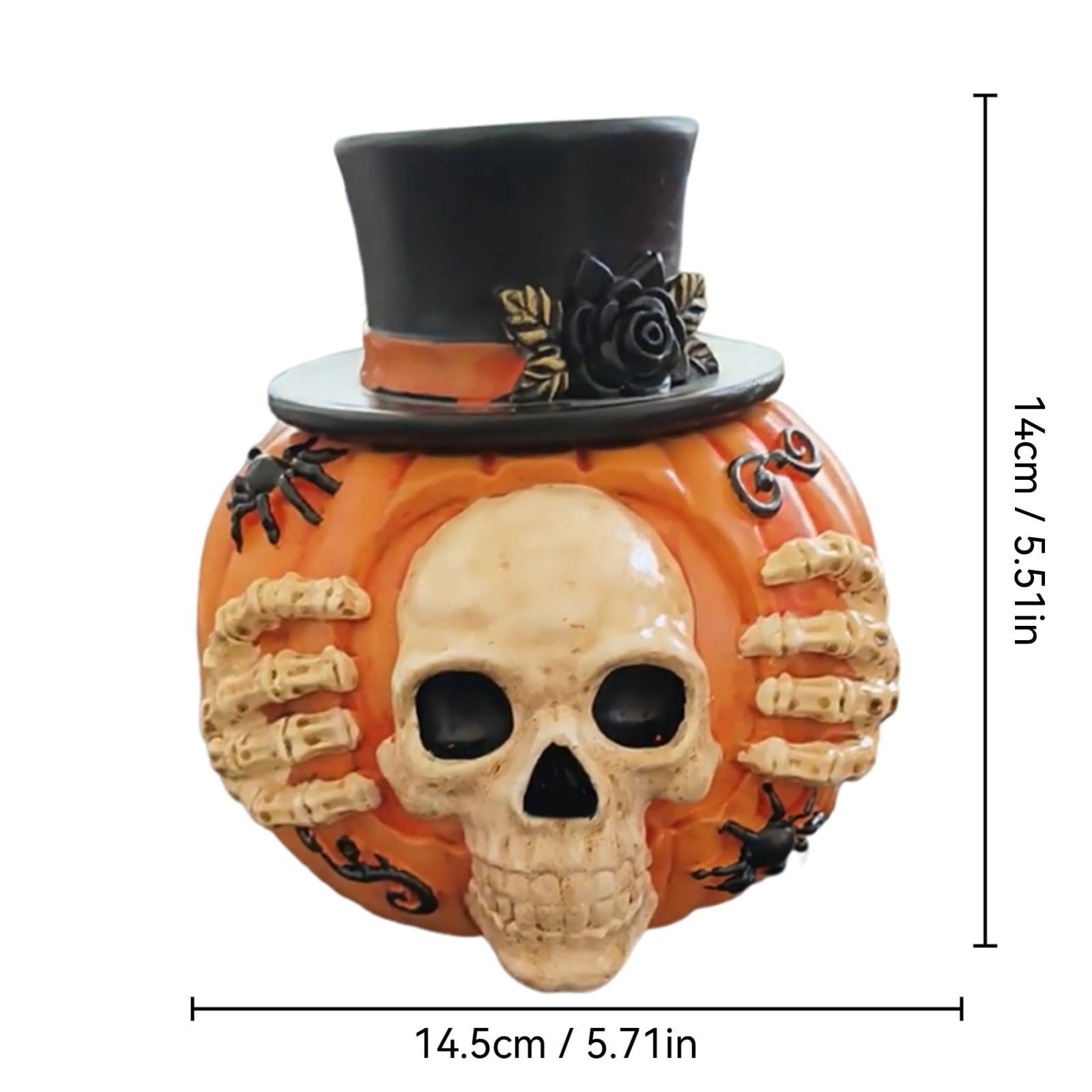 Diceymbol Halloween Pumpkin Snack Bowl Stand Collapsible Broomstick Candy Tray for Cupcakes & Desserts, Resin Serving Platter with Ceramic Pumpkin Bowls