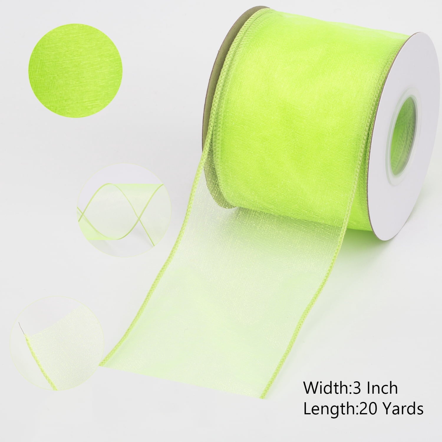 Joycrosso 1.5 Inch White Wired Organza Ribbon - 20 Yards Sheer Decorative Ribbon for Gift Wrapping, Wedding Decor, Christmas Tree, Crafts & DIY Projects