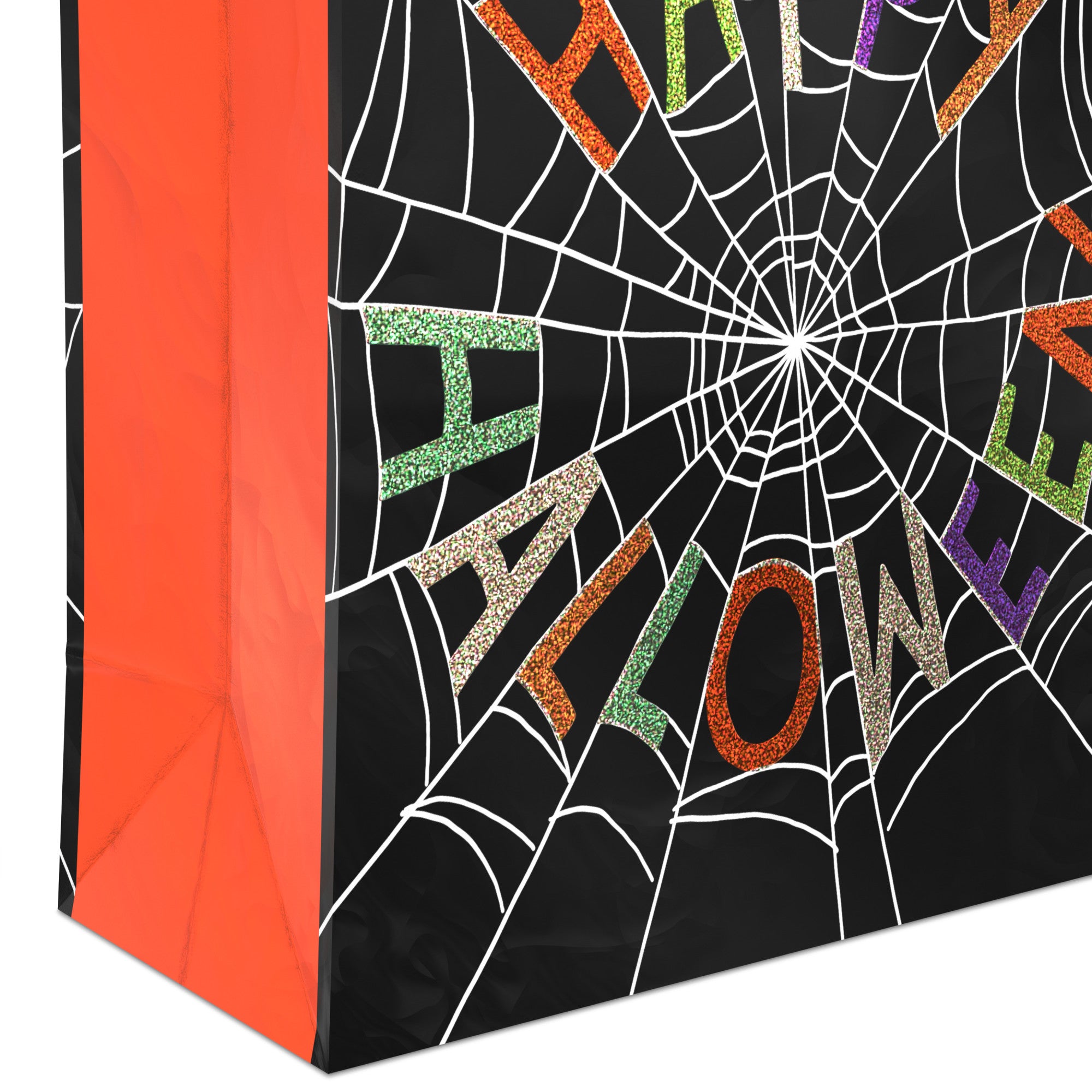 Hallmark Medium Halloween Gift Bag (Glittery Spiderweb on Black), 1 Count