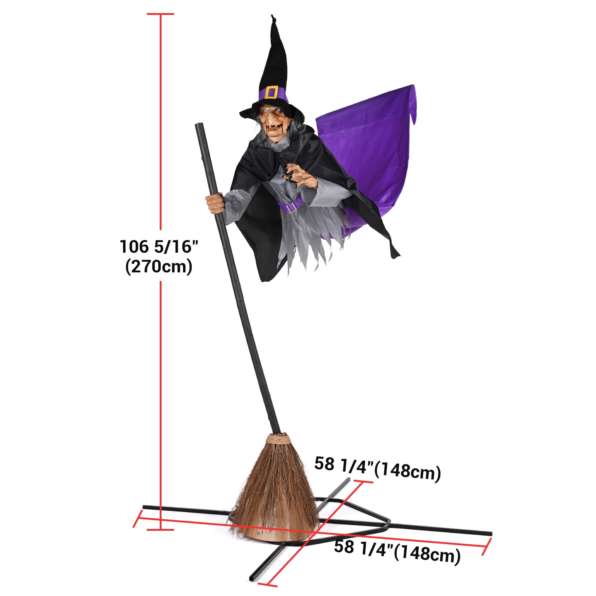 Yescom 9ft Flying Witch with Vulture & Owl Skeleton Halloween Outdoor Décor 2026