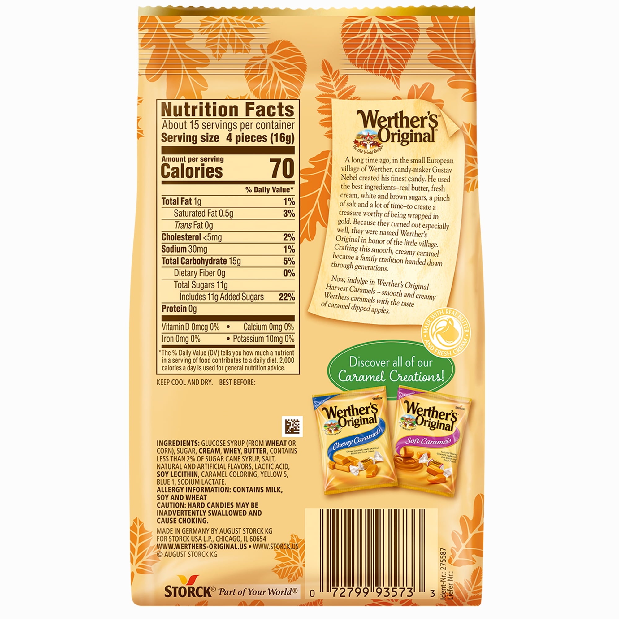 Werther's Original Individually Wrapped Caramel Apple Hard Candy, 8.57 oz Bag