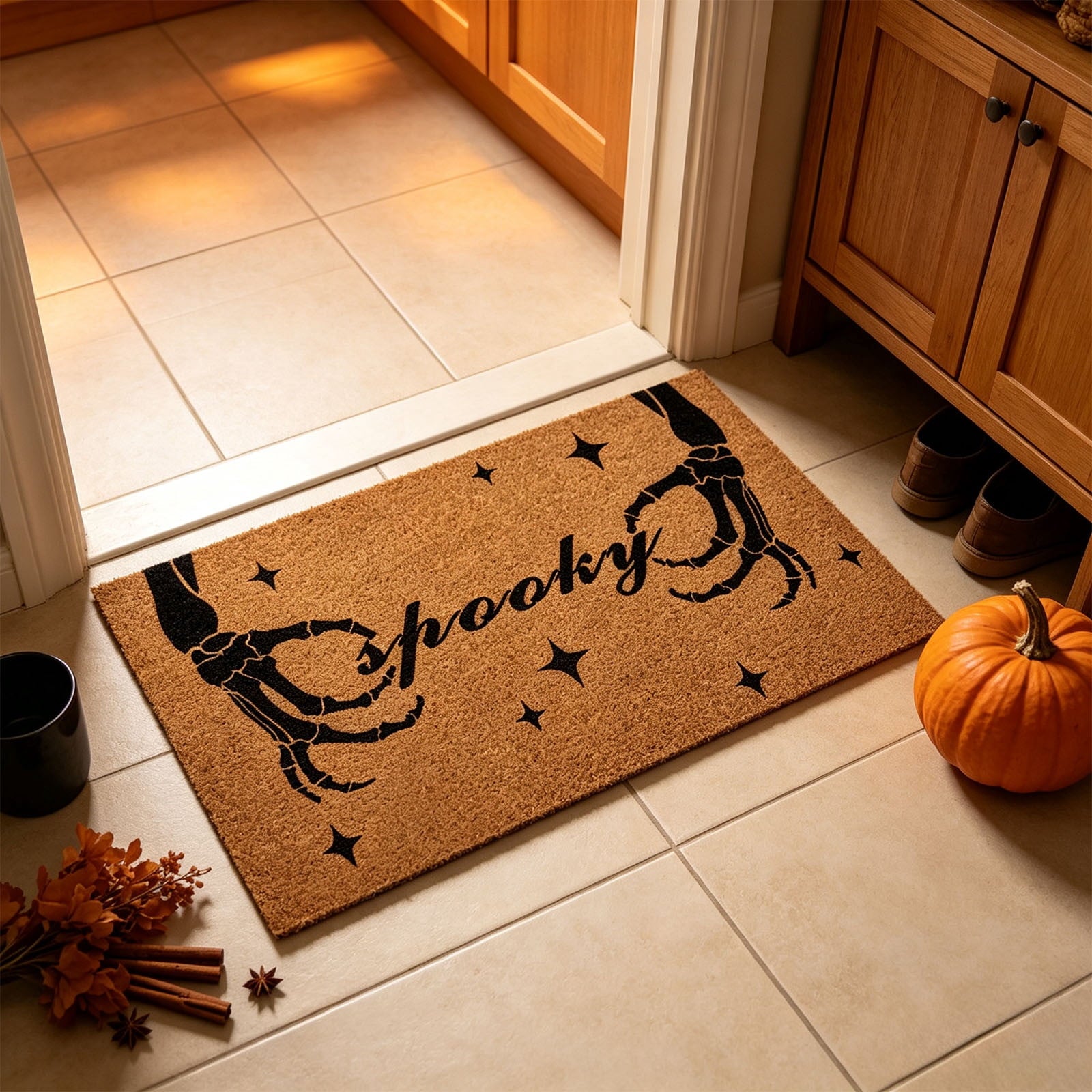 Halloween Ghost Door Mat, Cute Welcome Mat for Front Door Porch Entryway Haunted Outdoor Decor Spooky Decorative Entrance Doormat Non Slip Halloween Rug, 16" x 24"