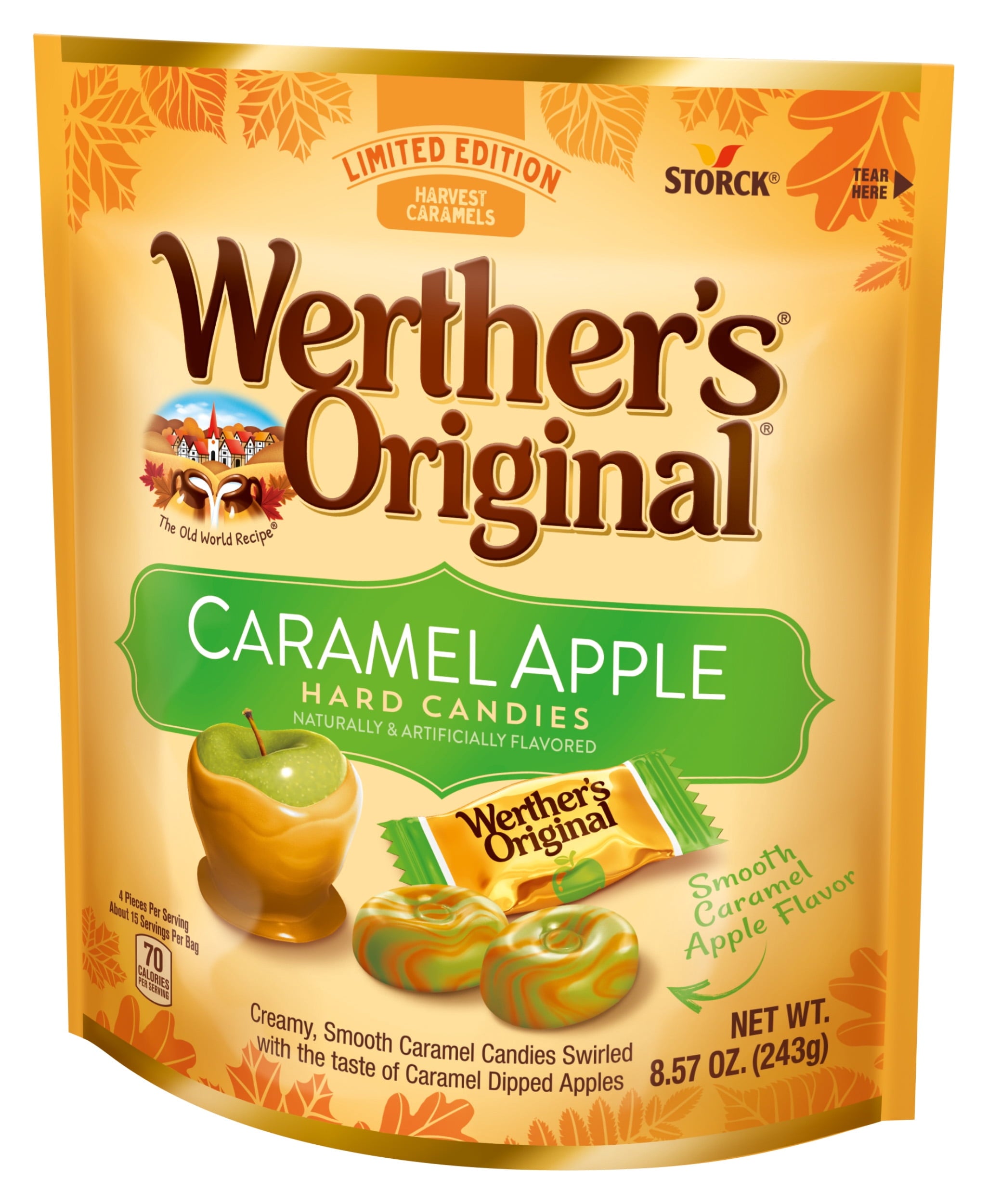 Werther's Original Limited Edition Fall Harvest Caramel Apple Hard Candies, 8.57 oz Bag