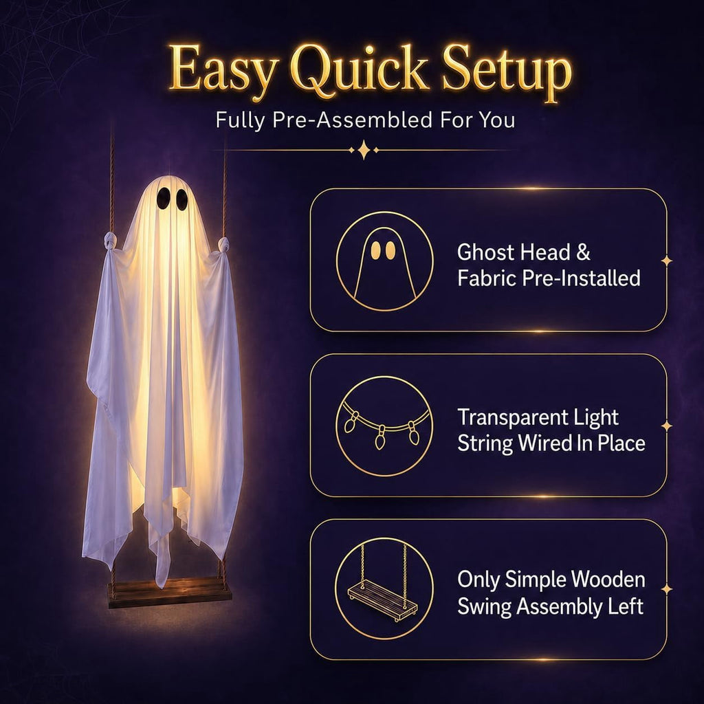 Clearance Halloween Decor-Halloween Decorations Indoor-Light up Ghost in Glass Like-Cute Ghost with Light for Home Kitchen Mantel Tabletop Party Decor and Holiday Decorations Best Halloween Gifts