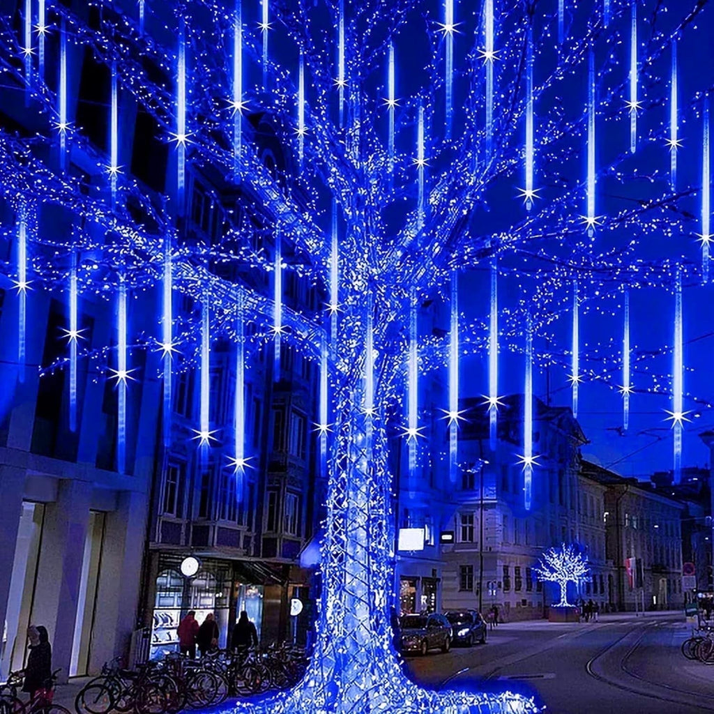 Scidweet Christmas String Lights, 20 inch 10 Tubes 540 LED Icicle Twinkle Meteor Shower Lights Outdoor for Christmas Halloween Holiday Party Home Decor, White