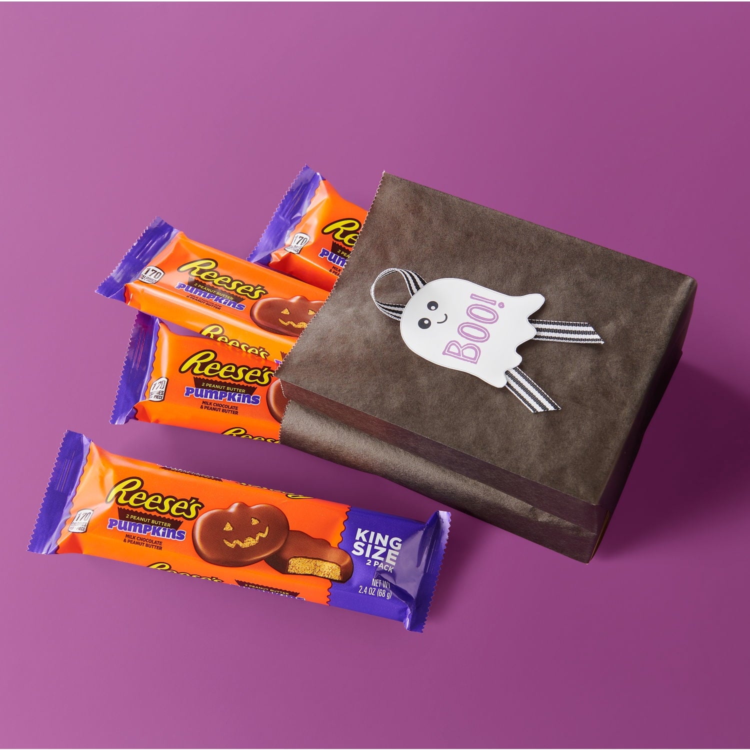 Reese's Milk Chocolate King Size Peanut Butter Pumpkins, Halloween Candy Pack, 2.4 oz