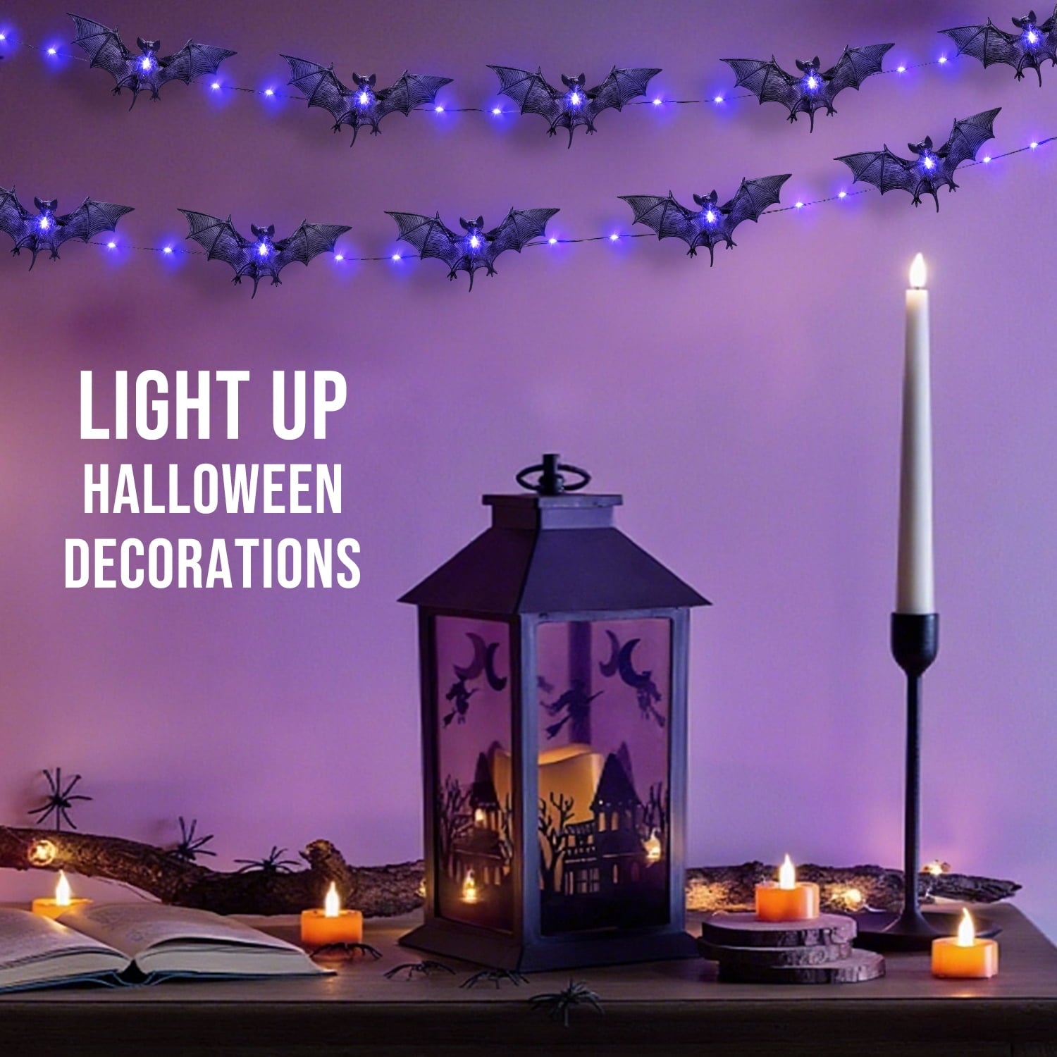 Ayieyill Bats Halloween Lights, 9.8FT 30 LED Halloween String Lights for Indoor Outdoor Halloween Decorations and Halloween Decor