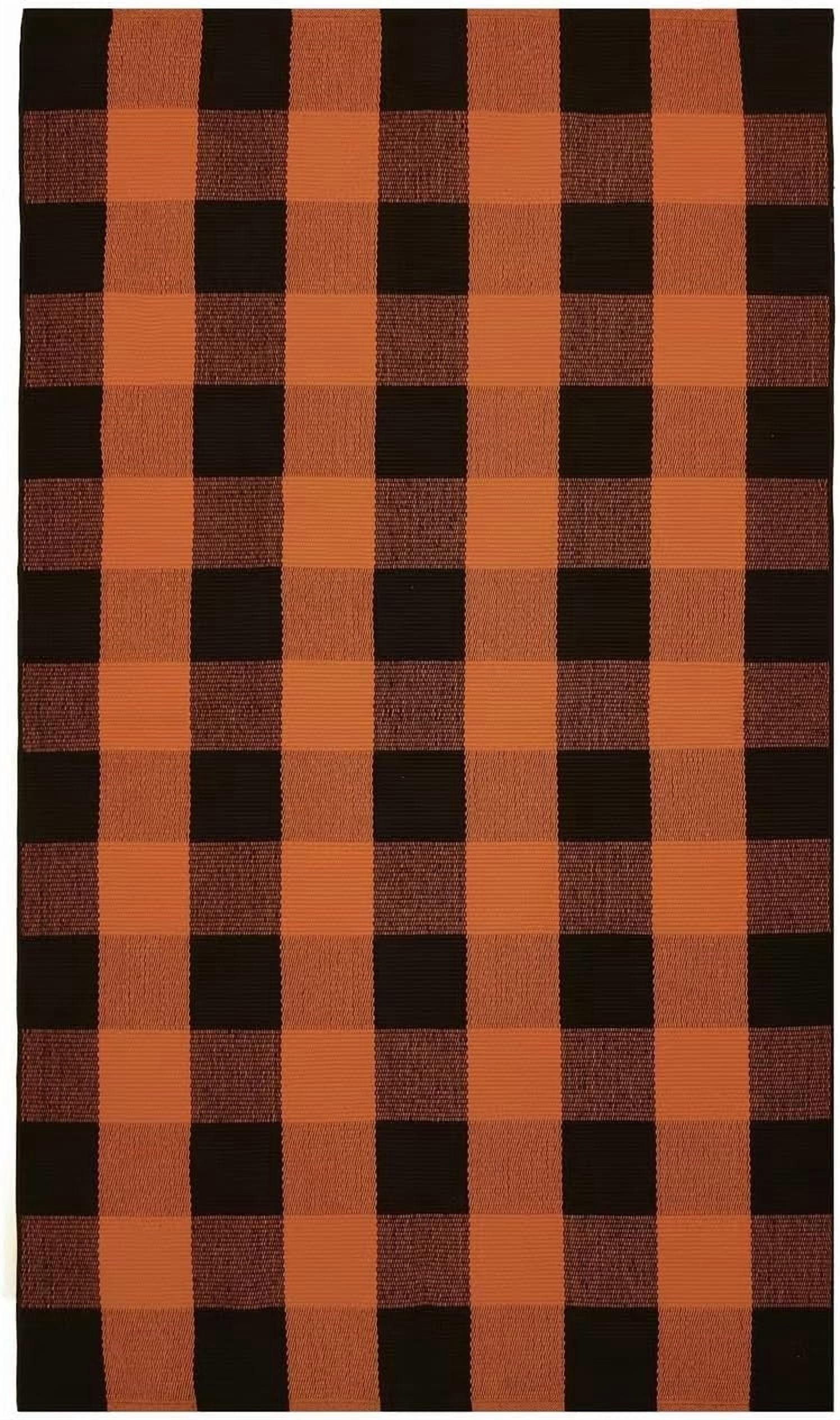 HearthHarmony Buffalo Plaid Area Rugs 2x3 Ft Brown and Black Checkered Rugs Washable Front Door Mat Hand Woven Cotton Outdoor Small Rug for Front Porch Kitchen Entryway Patio Bathroom