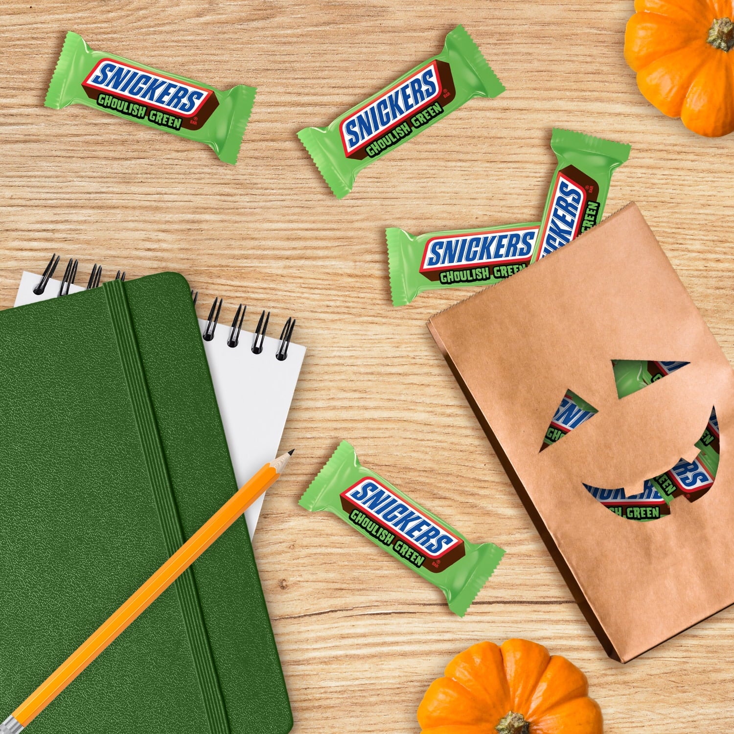 Snickers Ghoulish Green Milk Chocolate Halloween Candy Bars - 9.69 oz Bag