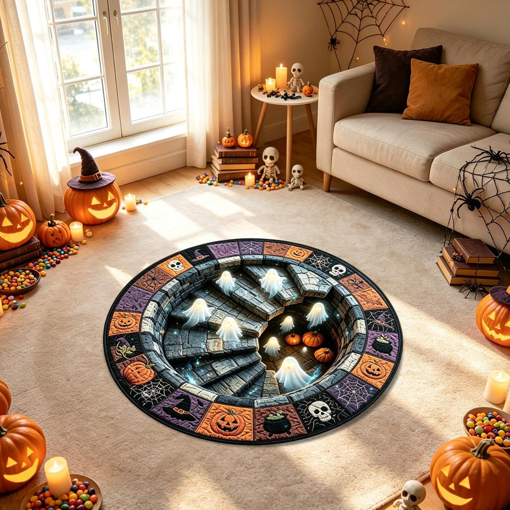 Halloween Wreath Shaped Rugs, Soft Indoor Mat for Entryway, Kitchen, Halloween Party, Pumpkin Witch Spooky Home Decor, 23.62x15.75 Inches
