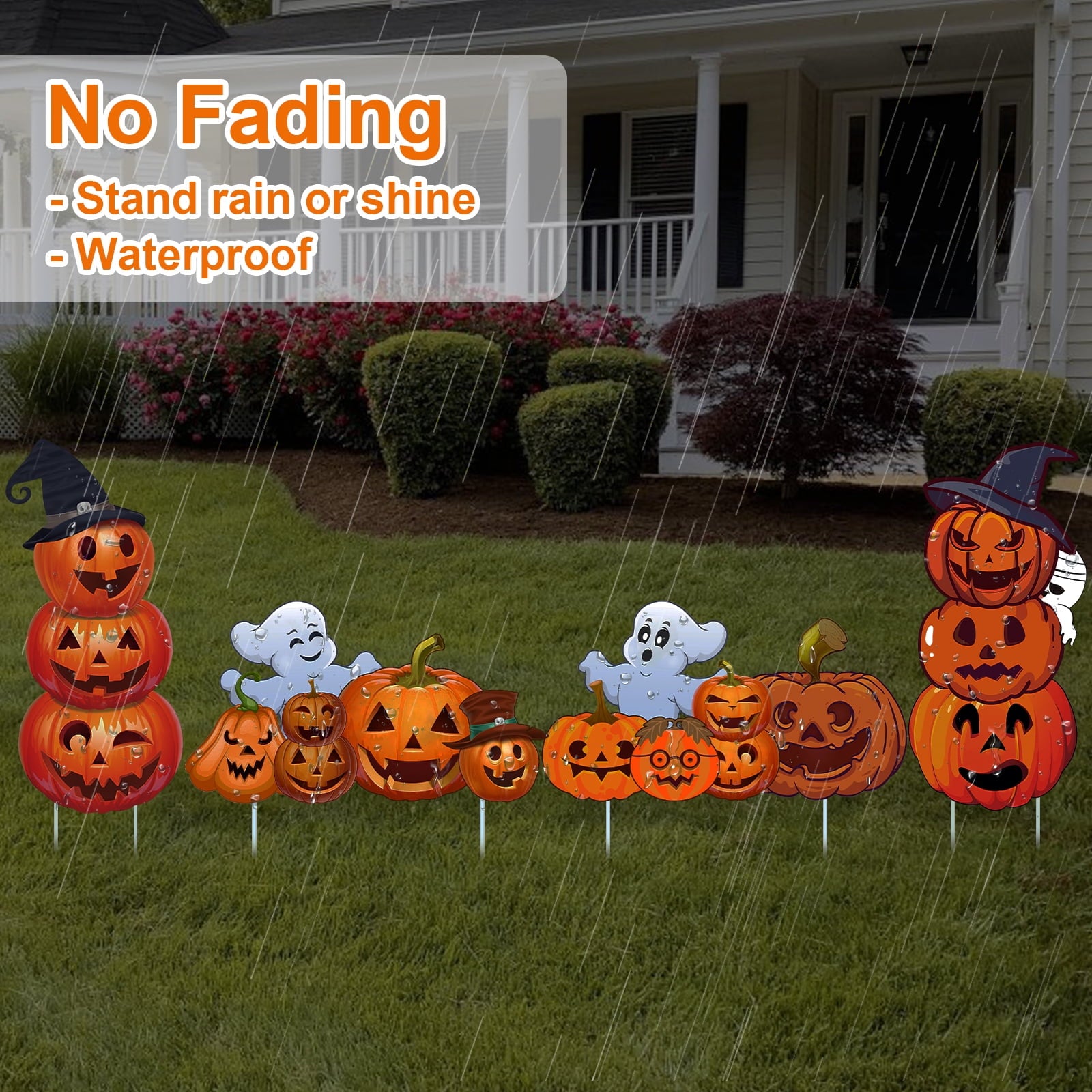 2Sets Halloween Yard Lawn Stakes Cute Pumpkin Yard Sign Vintage for Halloween Garden Decorations Outdoor