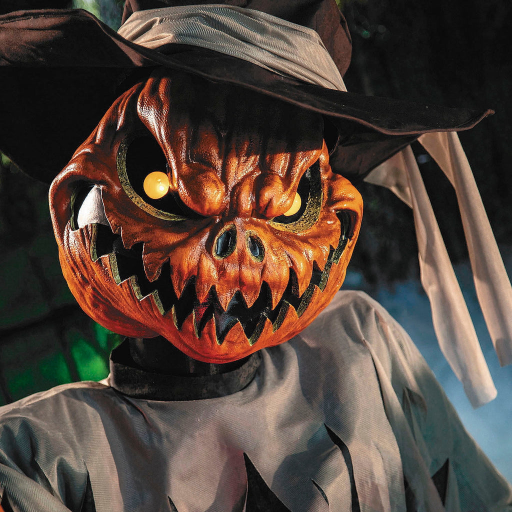 3 Ft. Animated Light-Up Pop-Up Pumpkin Head Scarecrow Halloween Decoration
