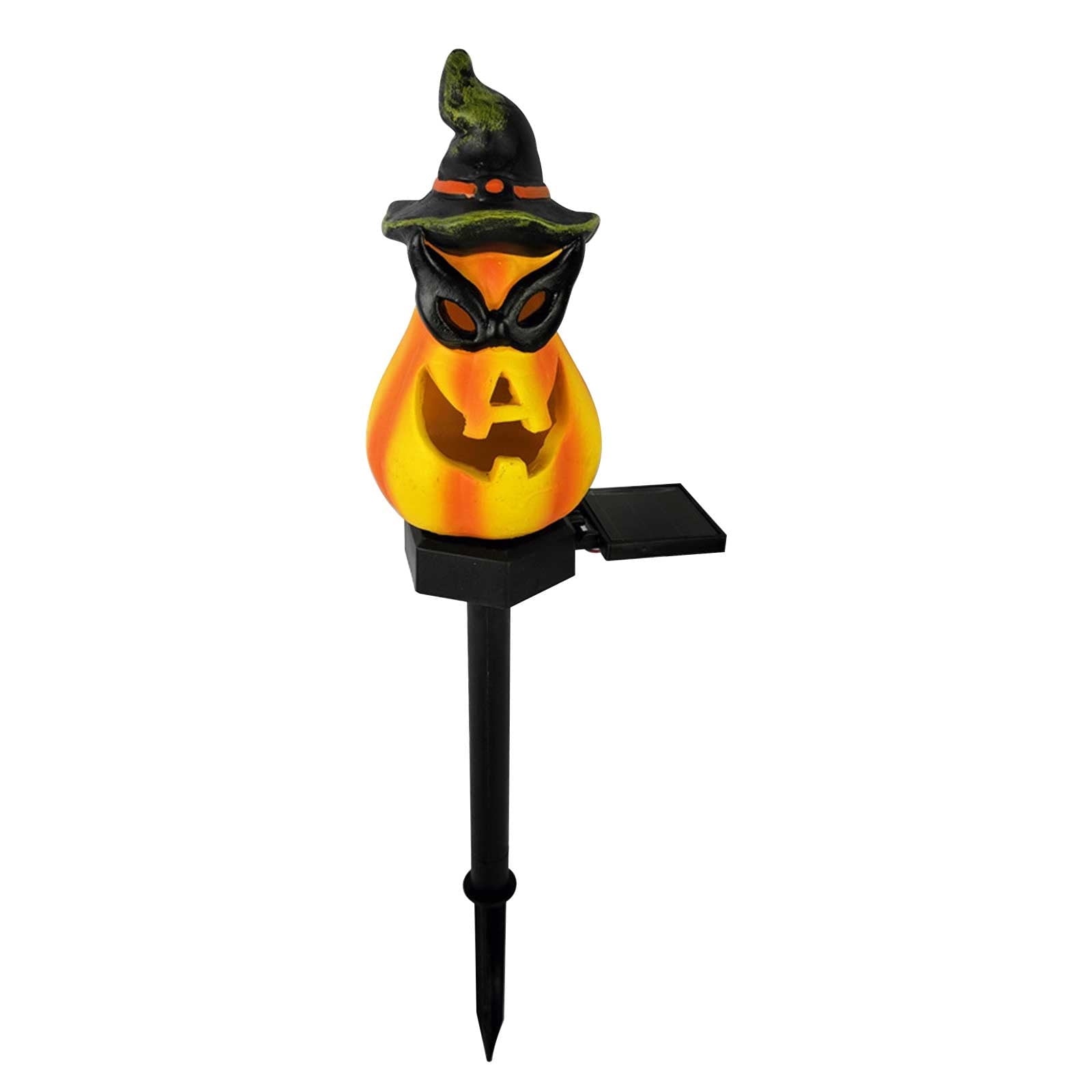 Btomtd Solar Lantern Light Outdoor Halloween Decor Resin Craft Pumpkin Ground Insertion Lamp for Garden Ghost Festival Solar LED Garden Light, C