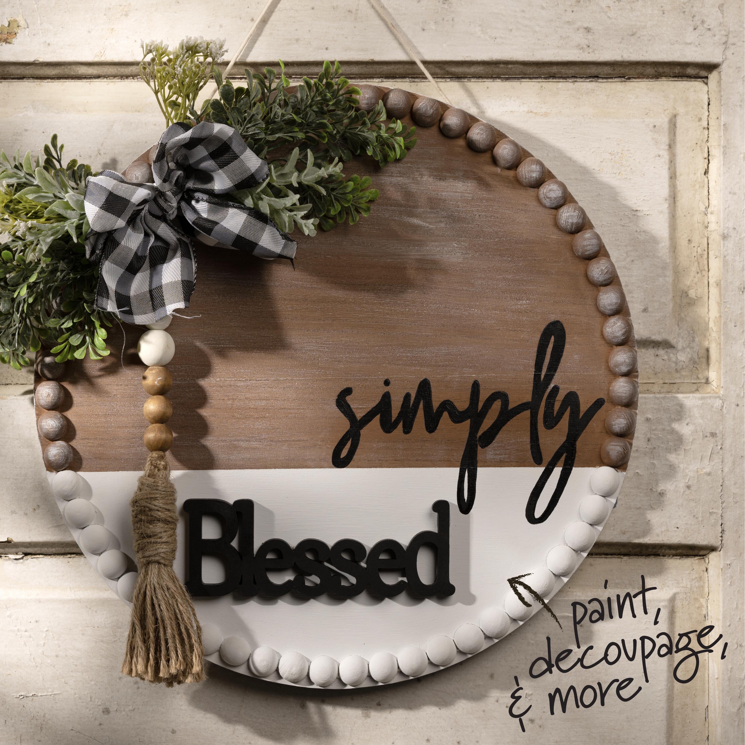 (3 pack) Plaid Unpainted Wood Surfaces, Blessed, 7"