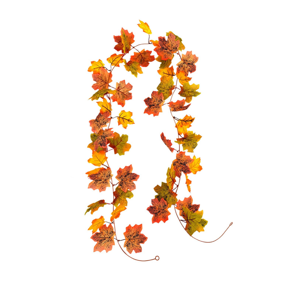 WKSCLPAI Halloween Maple Leaf Garland, Fall Vine Wreaths for Autumn Festivities Decor,Seasonal Garlands for Home,Halloween & Fall Decorations