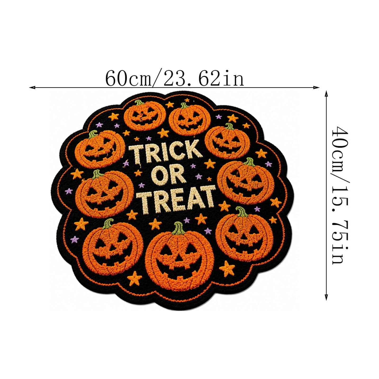 Halloween Wreath Shaped Rugs, Soft Indoor Mat for Entryway, Kitchen, Halloween Party, Pumpkin Witch Spooky Home Decor, 23.62x15.75 Inches