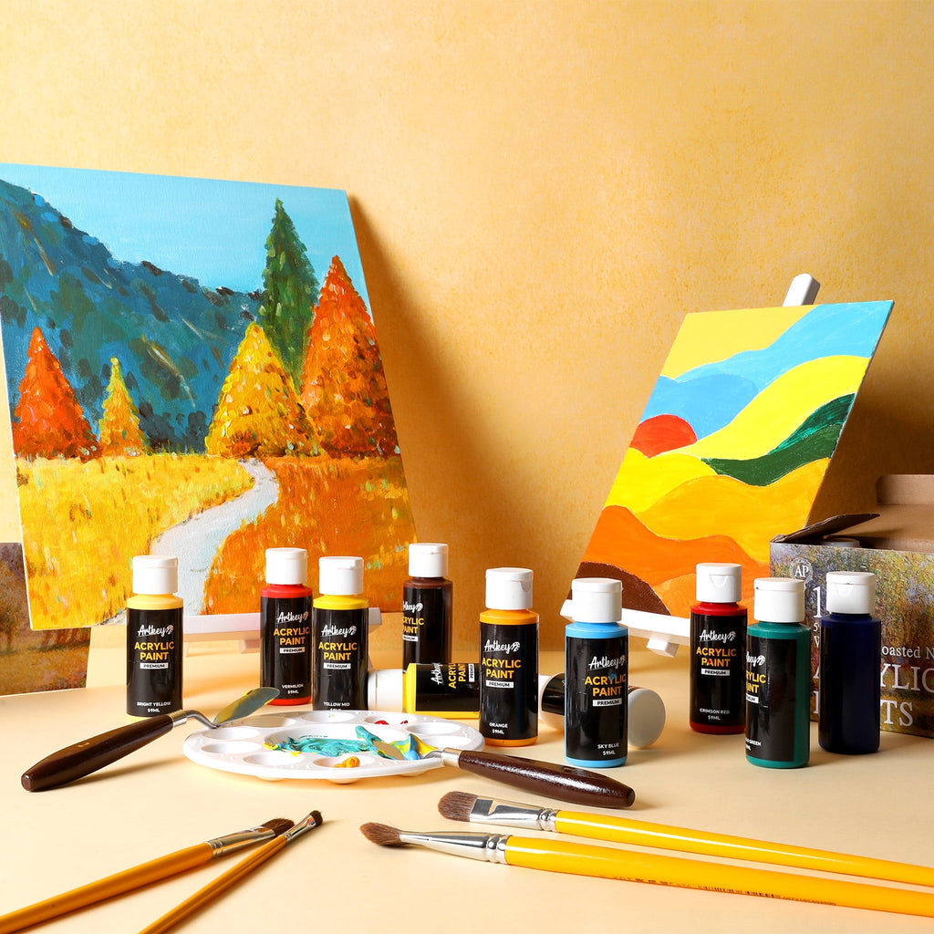 Artkey Acrylic Craft Paint Set, Festival, 24 Colors (2-Ounce)