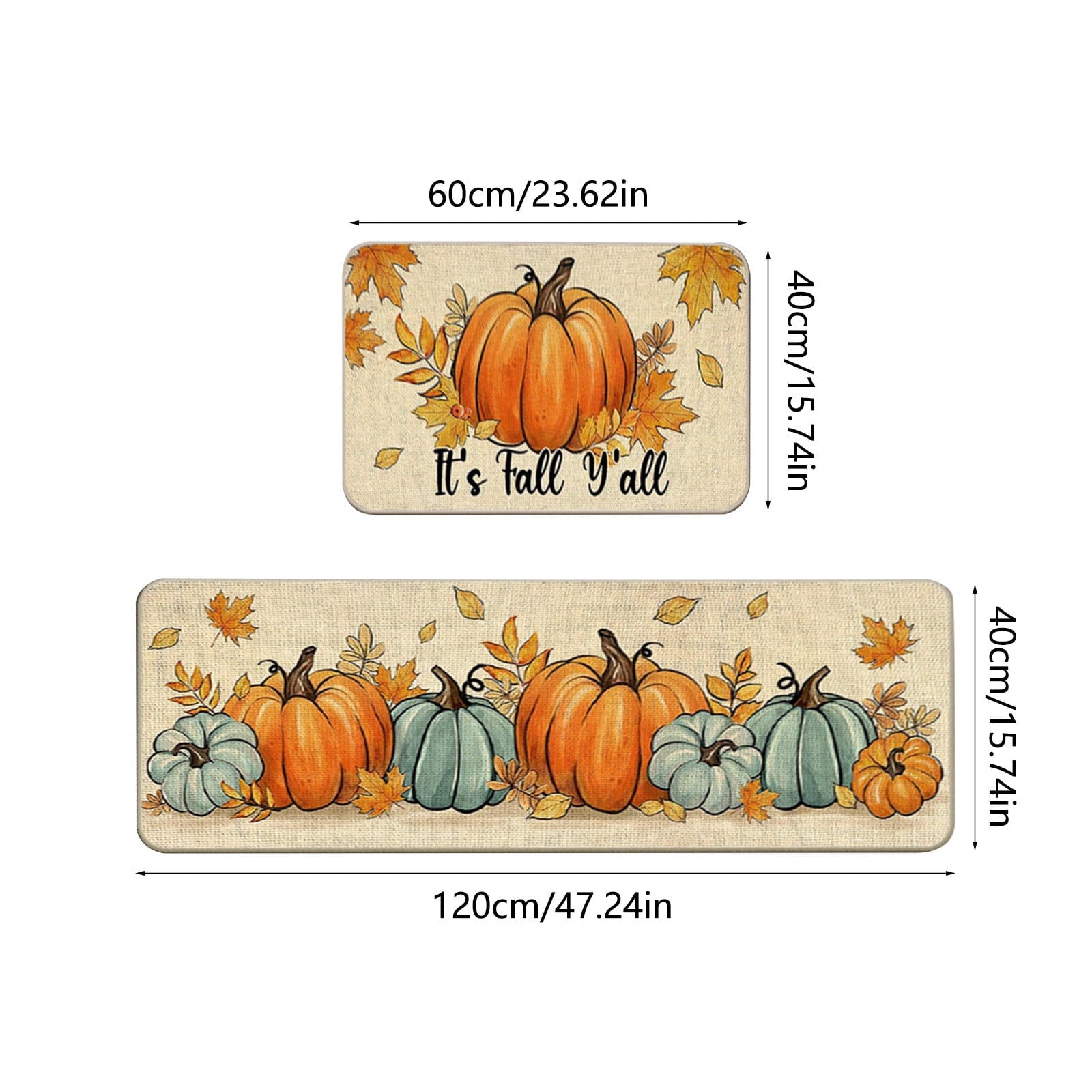 Zhourta Halloween Fall Plaid Outdoor Rug Orange Plaid Outdoor Rug Cotton Hand Woven Check Rug Layered Doormats for Front Door Front Porch Farmhouses Entryway Patio 15.7x23.6 Inch