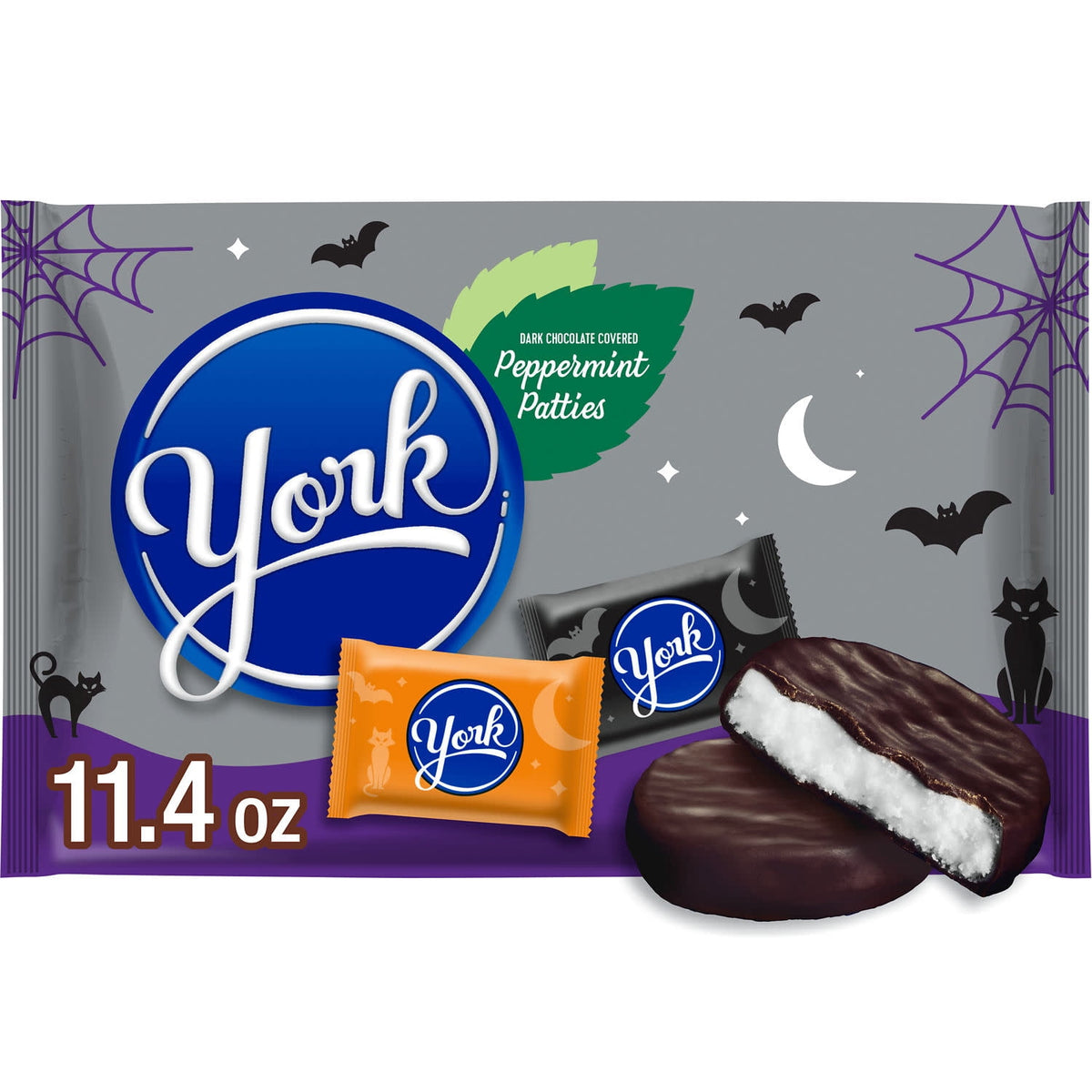York Dark Chocolate Peppermint Patties, Halloween Candy Bag, 11.4 oz