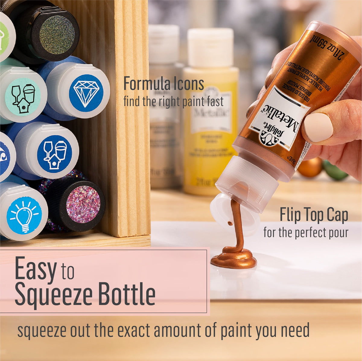 FolkArt Metallic Acrylic Craft Paint, Metallic Finish, Antique Gold, 2 fl oz