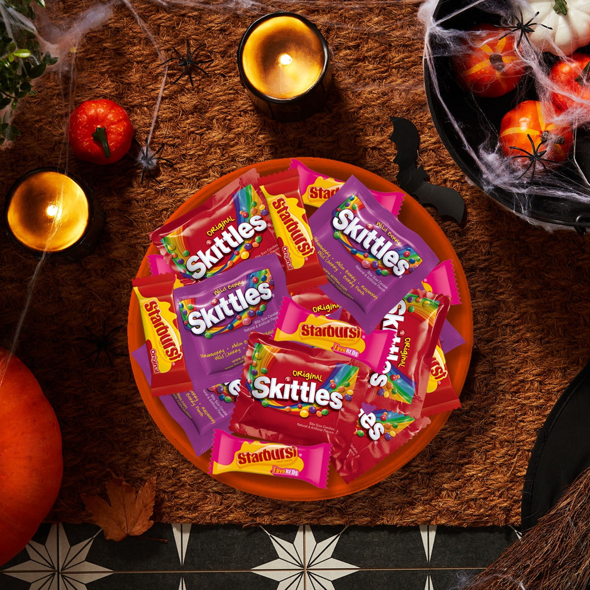Skittles & Starburst Fun Size Chewy Halloween Candy Variety Pack - 140 Ct Bulk Bag