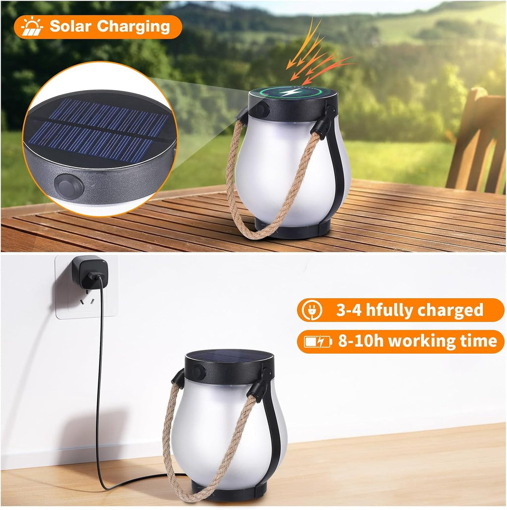 Gkcity Solar Lanterns Outdoor with Ultra-Real Flame, Dual Charging (USB/Solar) & 2 Modes - Waterproof Decorative Hanging/Table Lights for Yard Patio Garden Gift Halloween Easter Decoration, 1 Pack