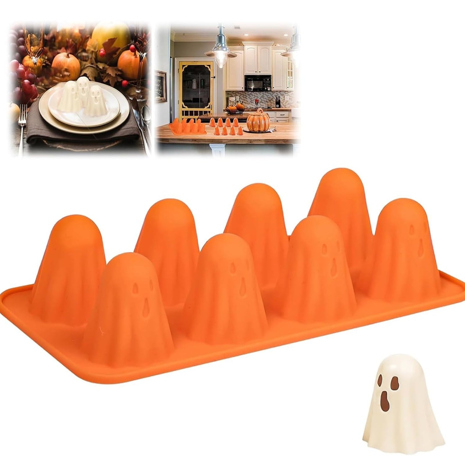3D Ghost Silicone Mold Halloween Baking Molds for Chocolate Jello Candy Gummy Cake Pop Soap Food Ice, Cute Ghost Jello Shot Mold Halloween Chocolate Molds Silicone Shapes Halloween Bakeware