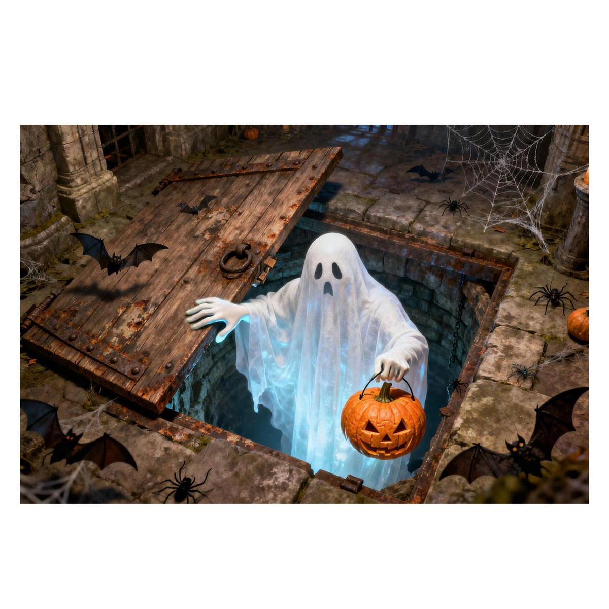 3D Optical Illusion Halloween Doormat Visual Trap Hole Design Non Velvet Entryway Rug Washable Floor Mat