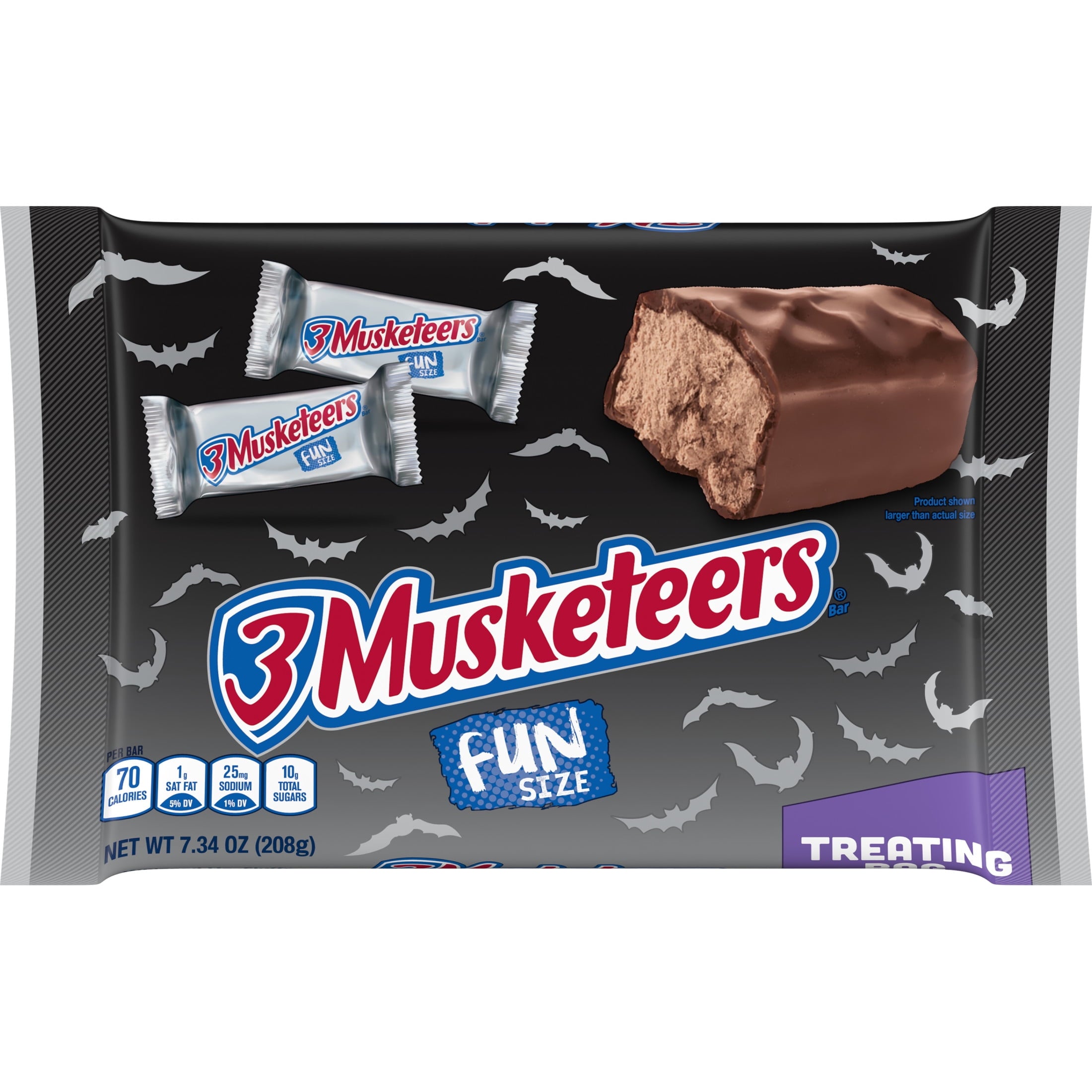 3 Musketeers Fun Size Chocolate Halloween Candy Bars, Treat Size - 7.34 oz Bag