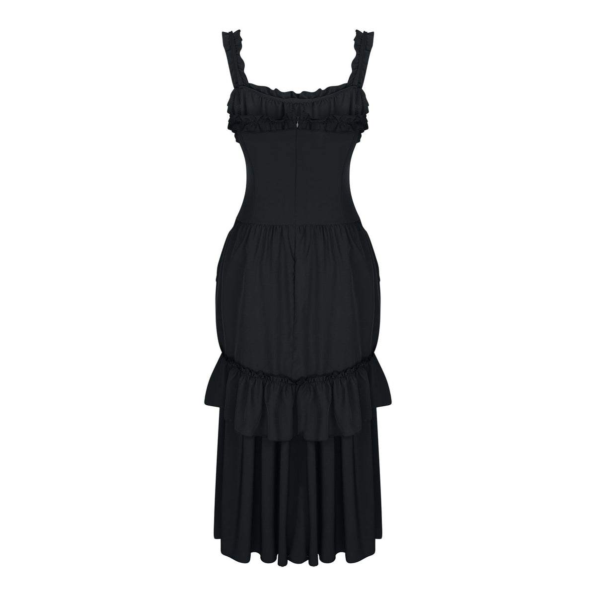 UPPADA Halloween Costumes For Womens Sleeveless Irregular Gothic Dress Ruffle Steampunk Dress Corset Square Neck Layers Dress