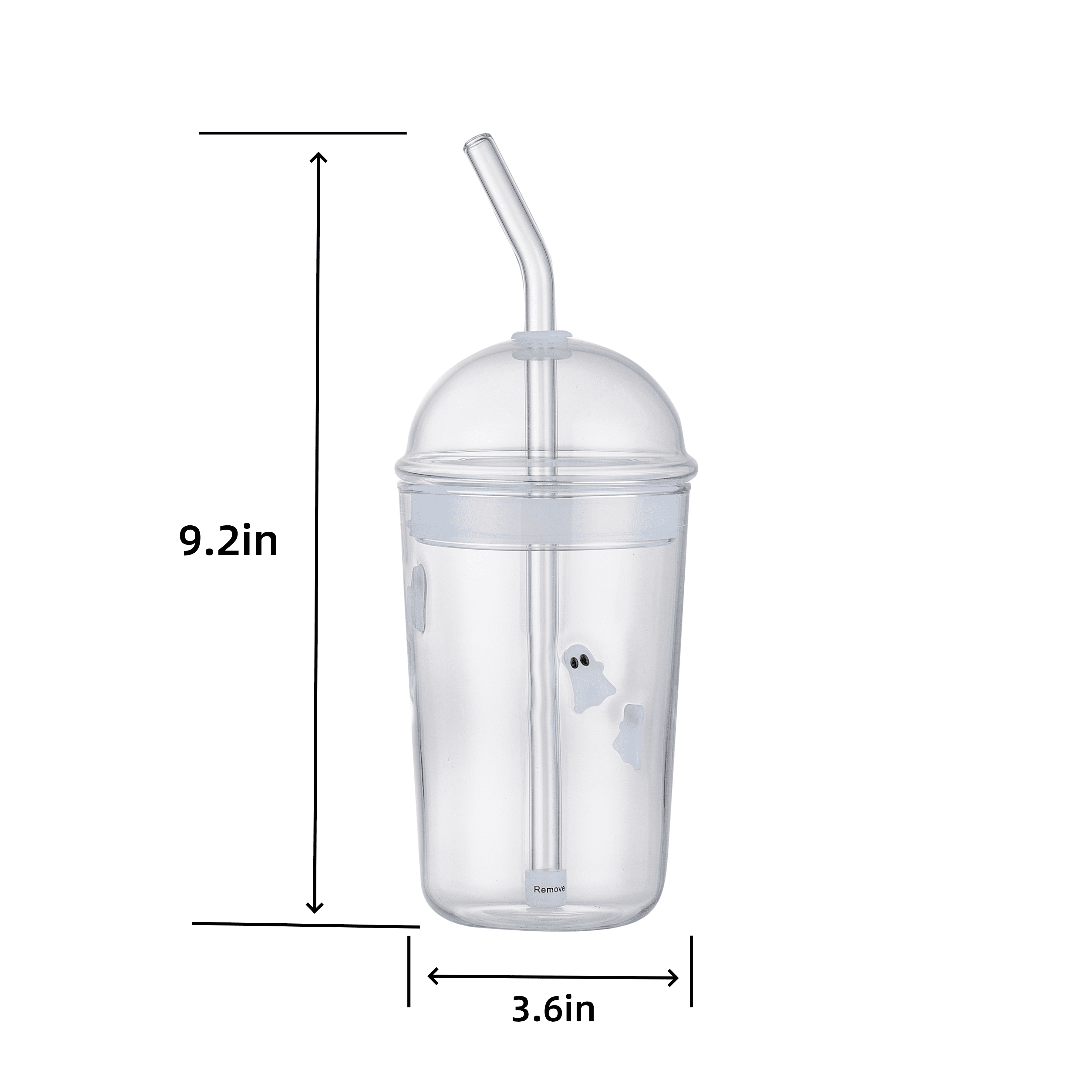 Way To Celebrate 16 oz Ghost Icon Clear Glass Sipper with Lid and Straw