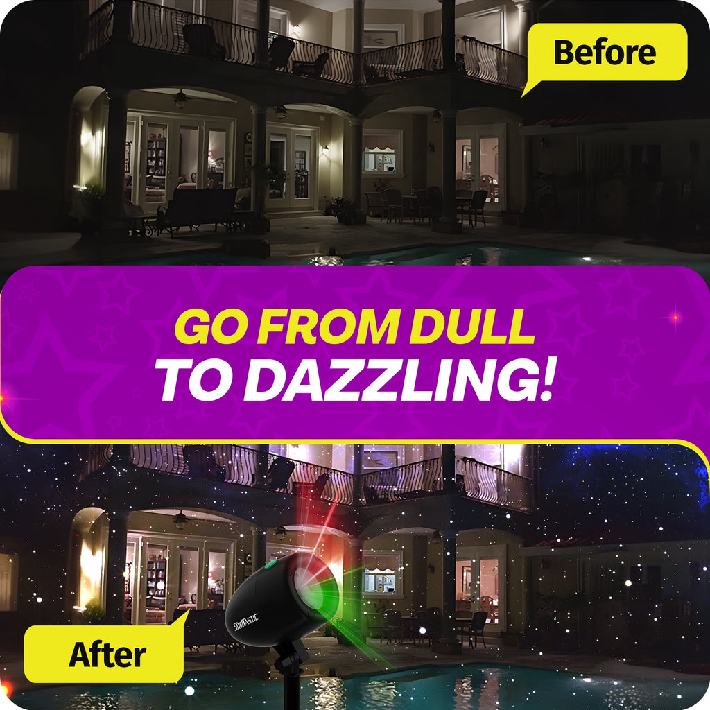 Startastic Laser Projector Lights Outdoor Indoor Holiday Star Lights for Halloween Christmas New Years Waterproof