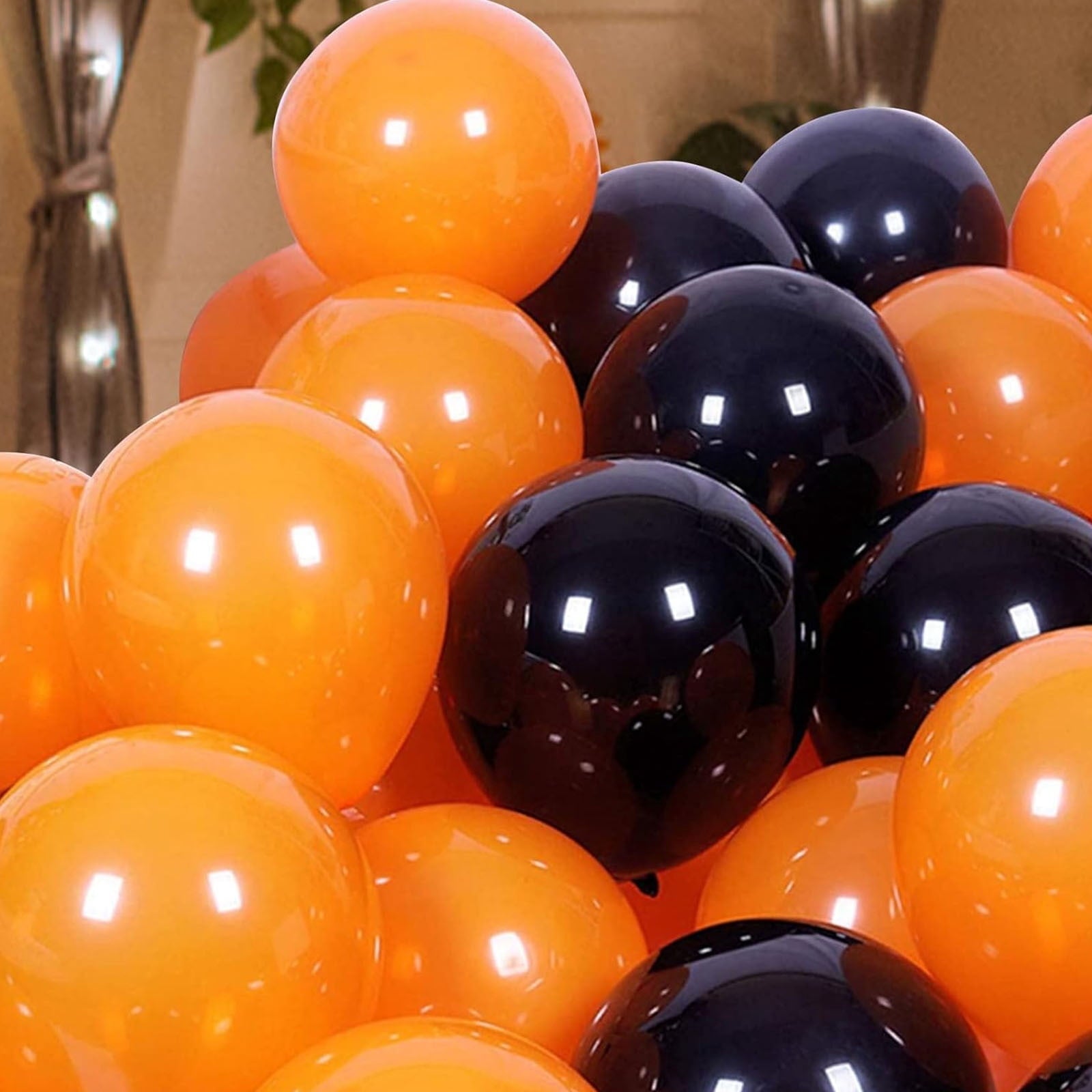 12 Inch Latex Balloons 30Pcs Halloween Party Decorations, Black Orange Confetti Balloons Set for Birthday Party Supplies, Helium Air Inflation