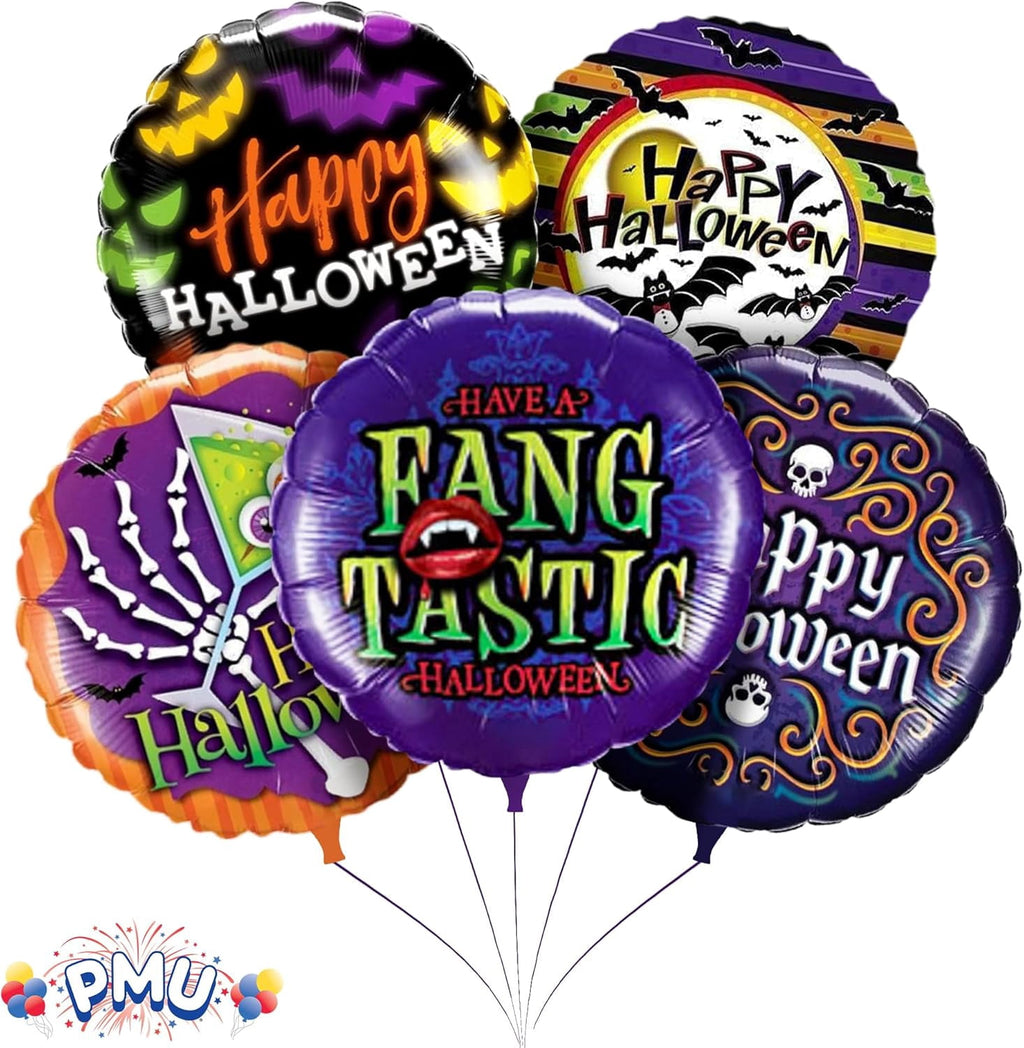 PMU Halloween Party Decoration "Happy Halloween" Jack Faces Aglow 18 Inch Mylar-Foil Balloon (1pkg) Pkg/1